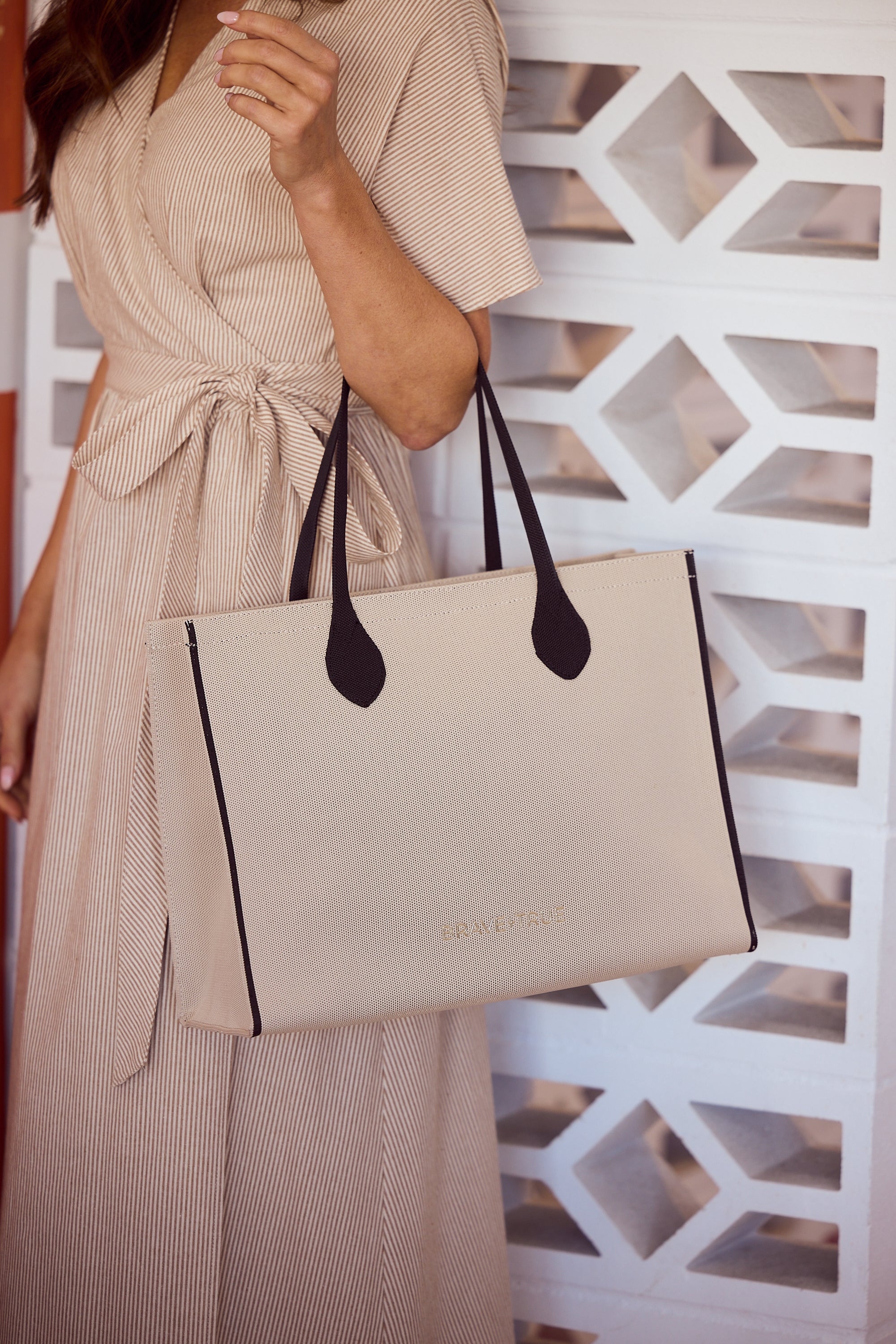 Matcha Tote Bag - Natural with Black