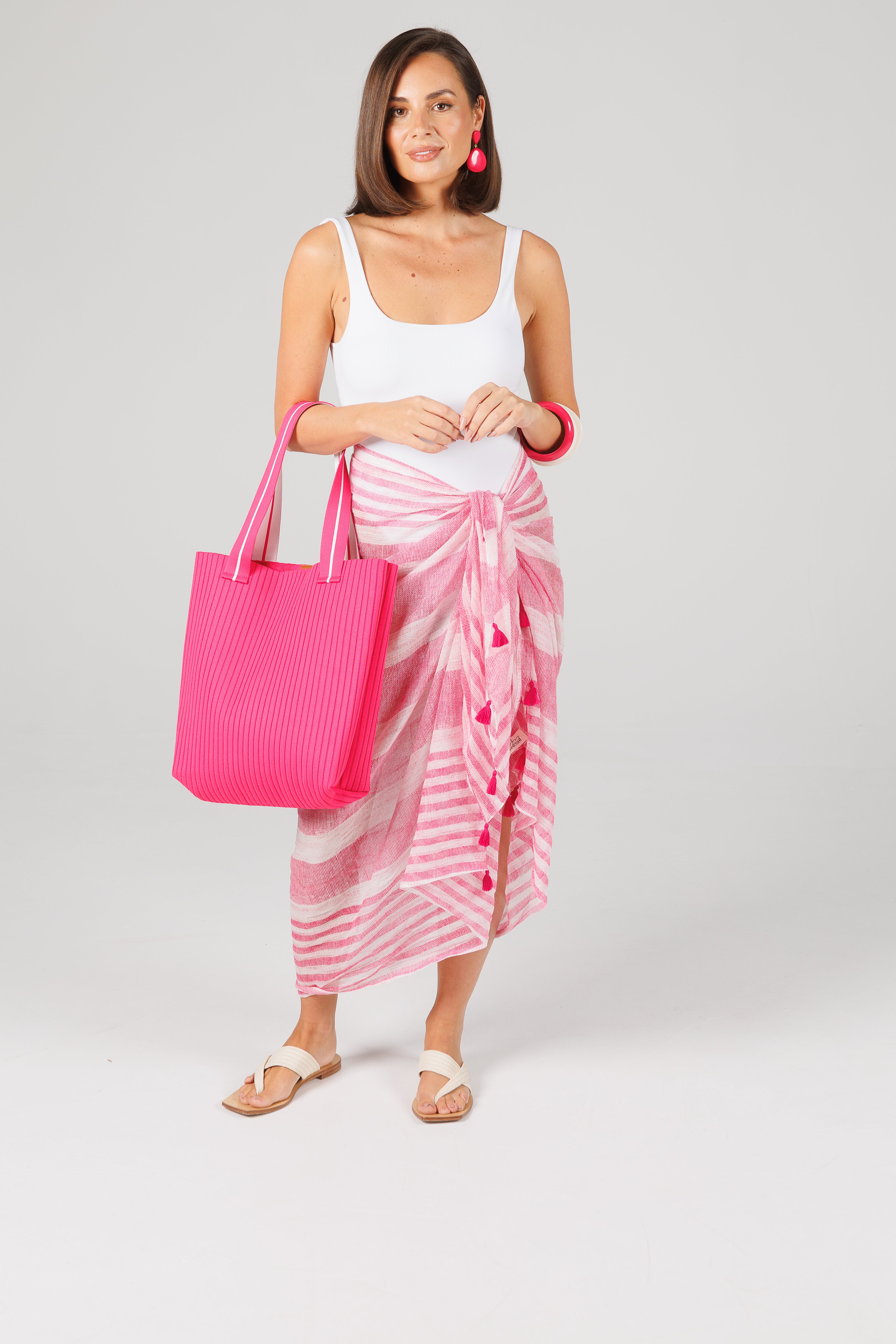 Carson Tote - Pink & White