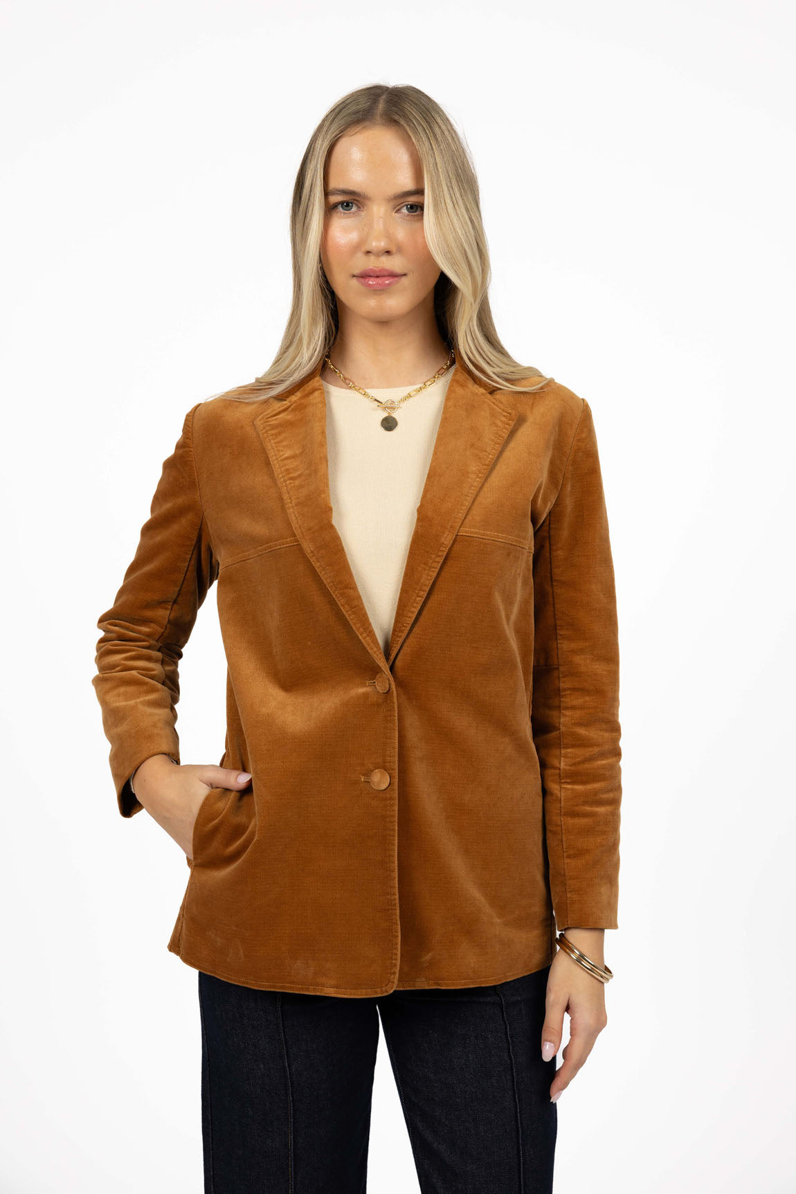 Va Va Velour Coat - Camel