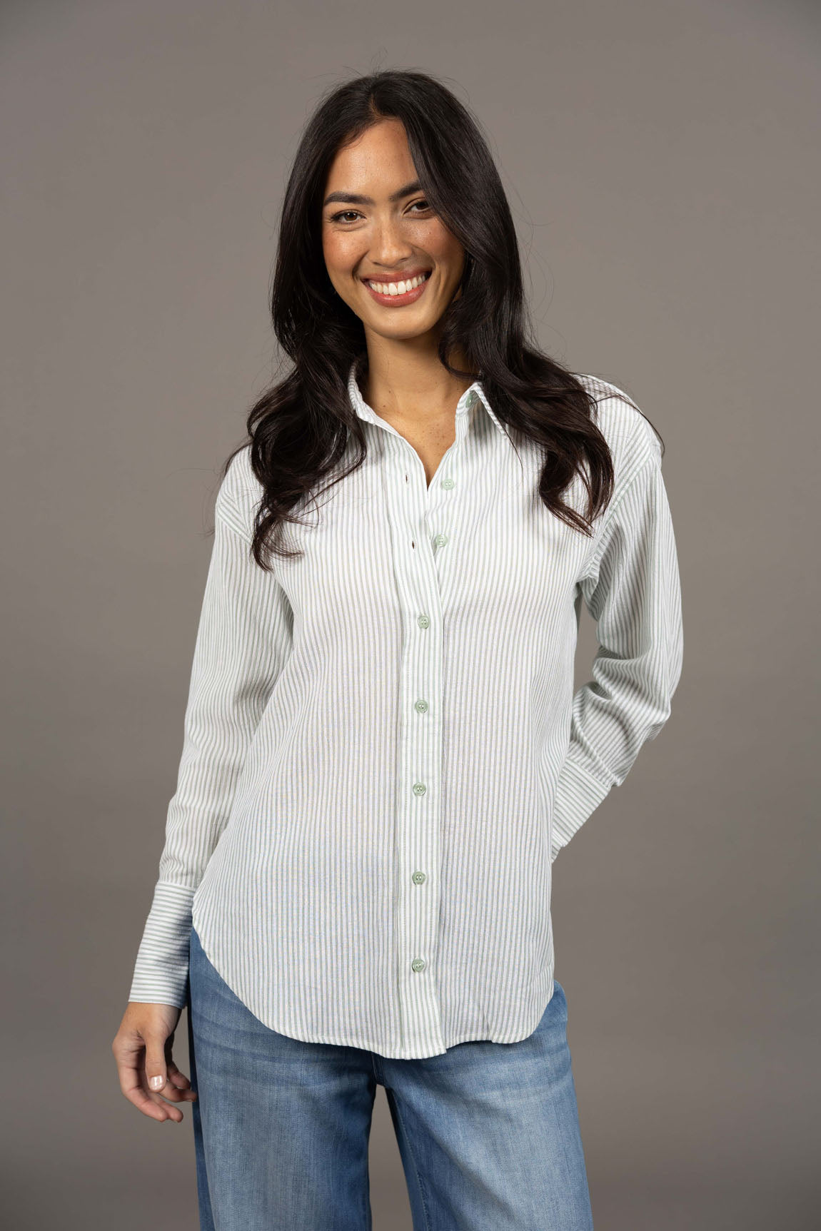 Nala Stripe Shirt - Green Stripe