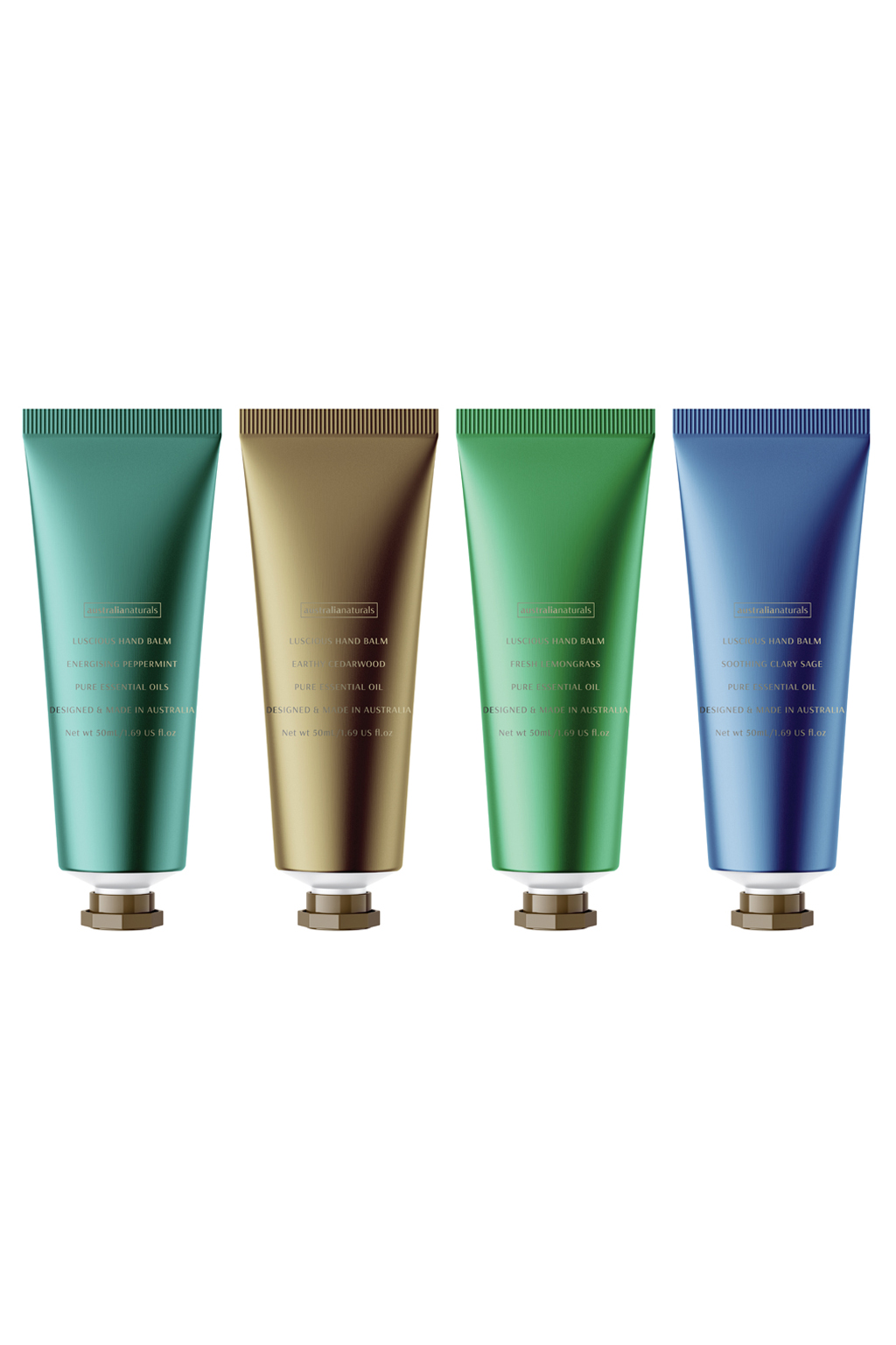 Halcyon Days Emerald Hand Balm Set of 4 - Clary Sage, Lemongrass, Cedarwood & Peppermint