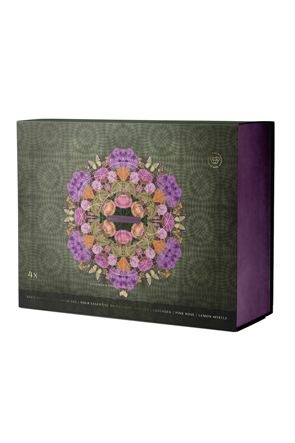 Entwined Hand Balm Set of 4 - Lemon Myrtle, Lavender, Sweet Orange & Pink Rose