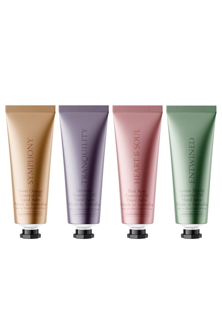 Entwined Hand Balm Set of 4 - Lemon Myrtle, Lavender, Sweet Orange & Pink Rose