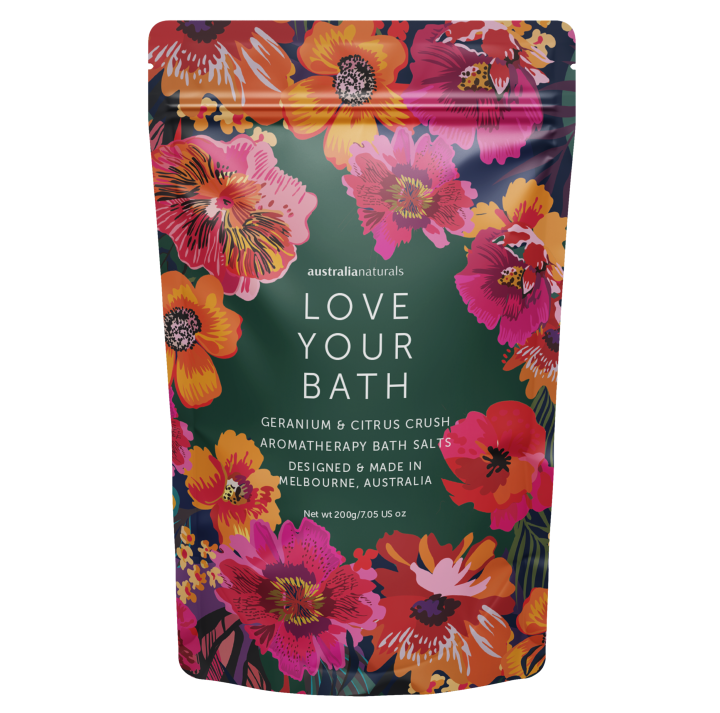 Australian Naturals Love Your Bath Bath Salts 200gm - Geranium & Citrus Crush