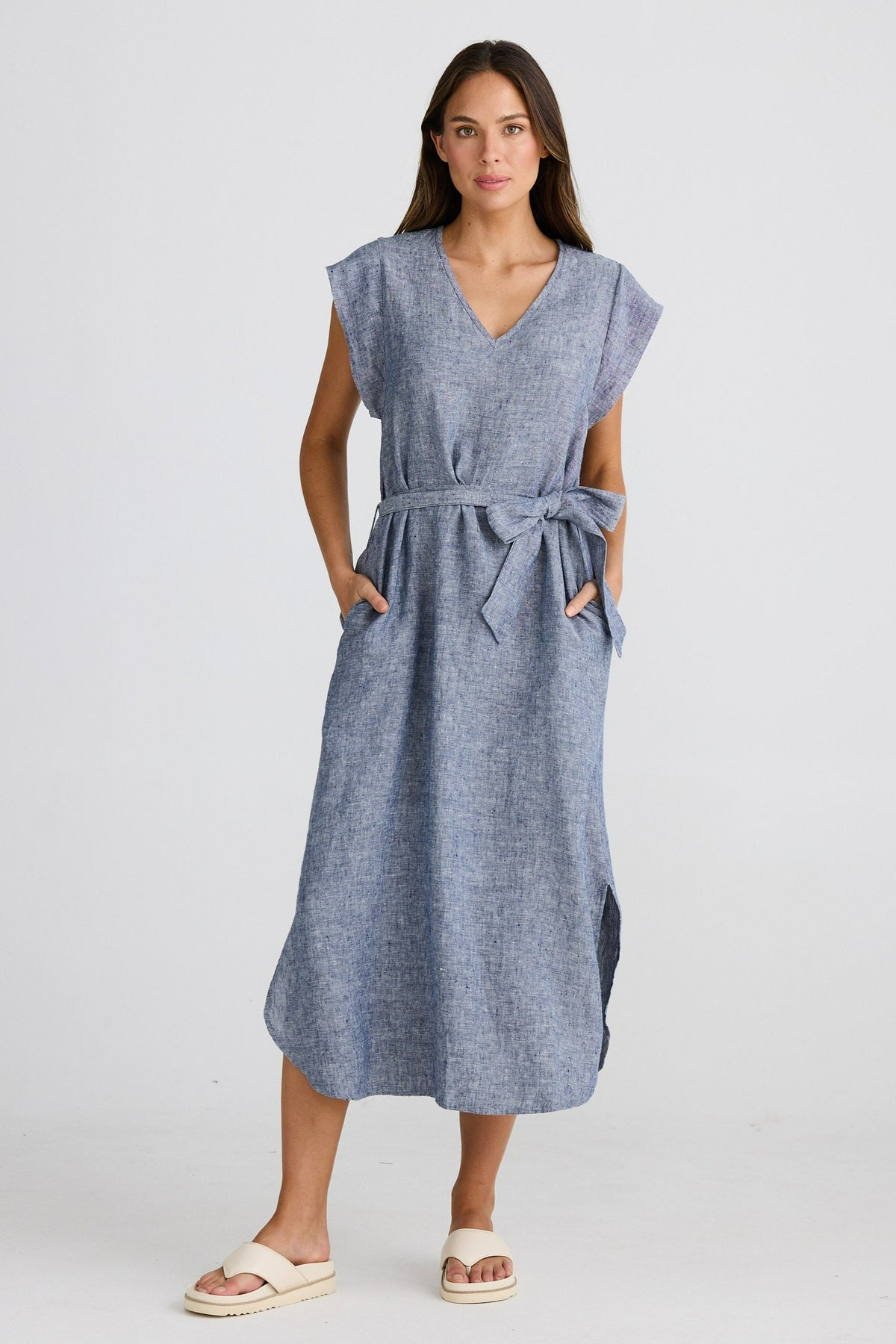 Sebou Dress Navy Fleck