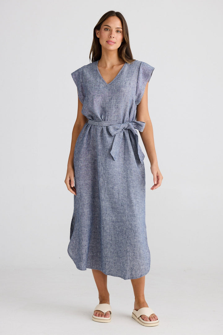 Sebou Dress Navy Fleck