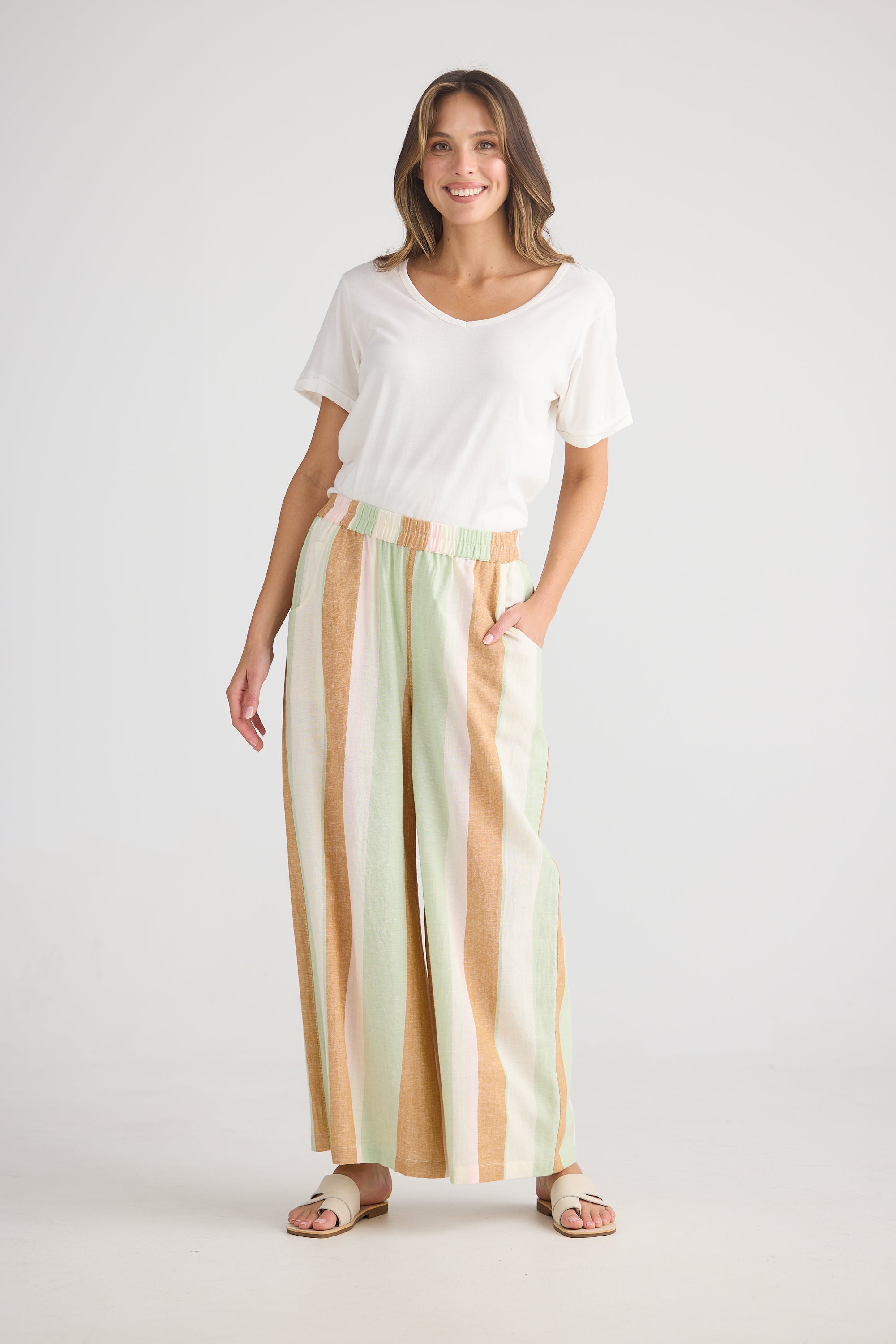 Positano Pant - Melon Field Stripe