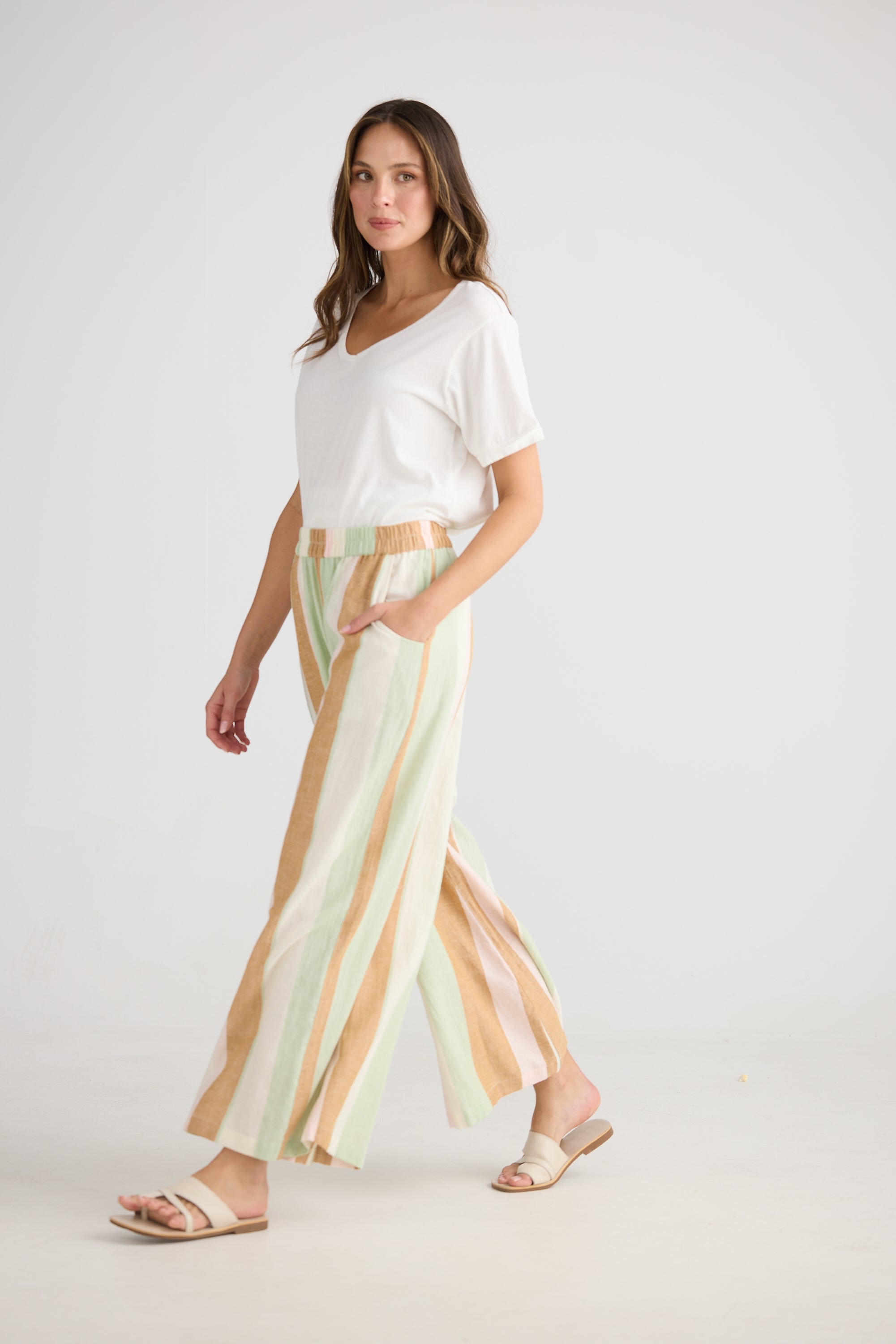 Positano Pant - Melon Field Stripe