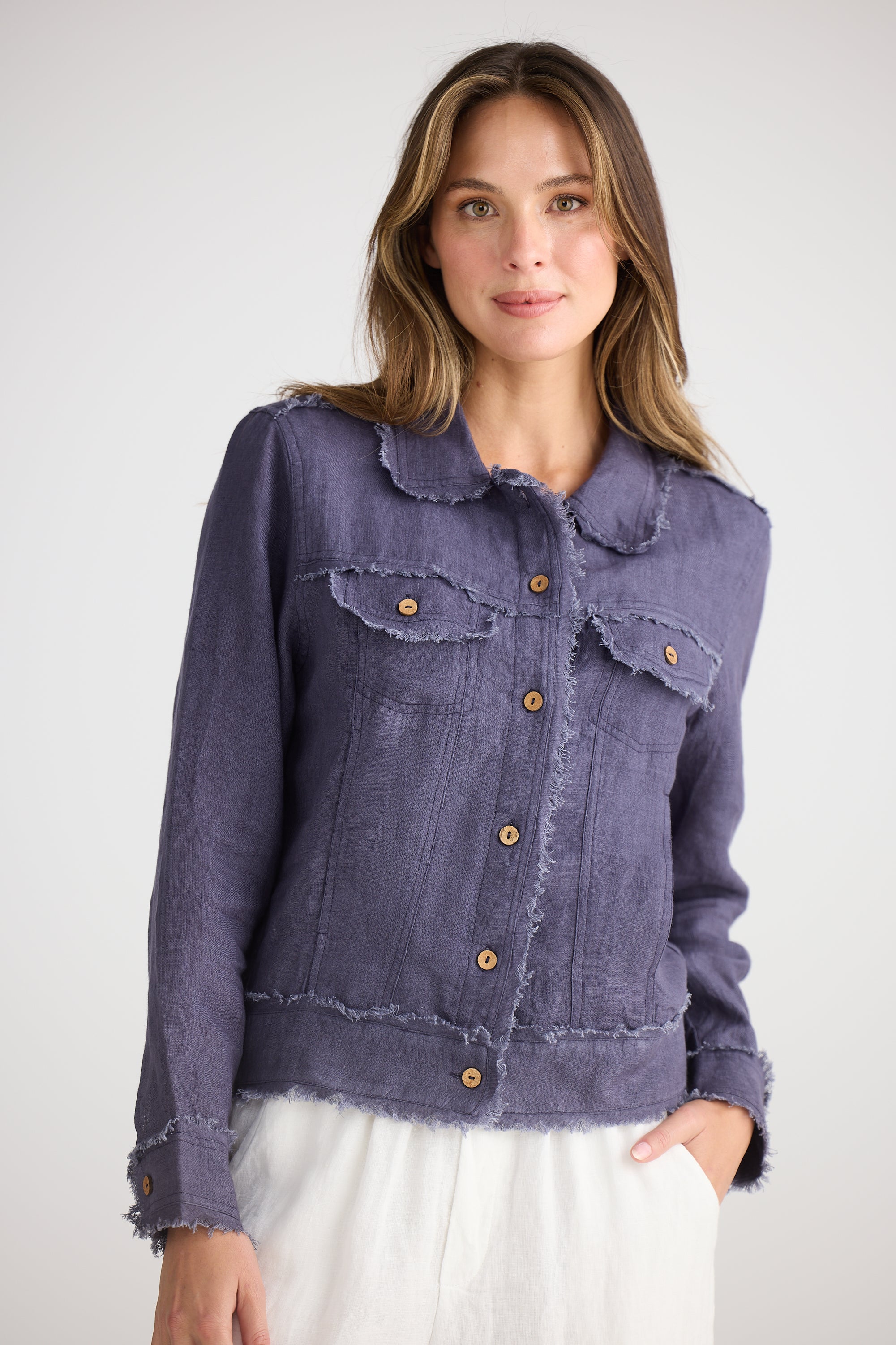 Monza Jacket - Indigo Linen