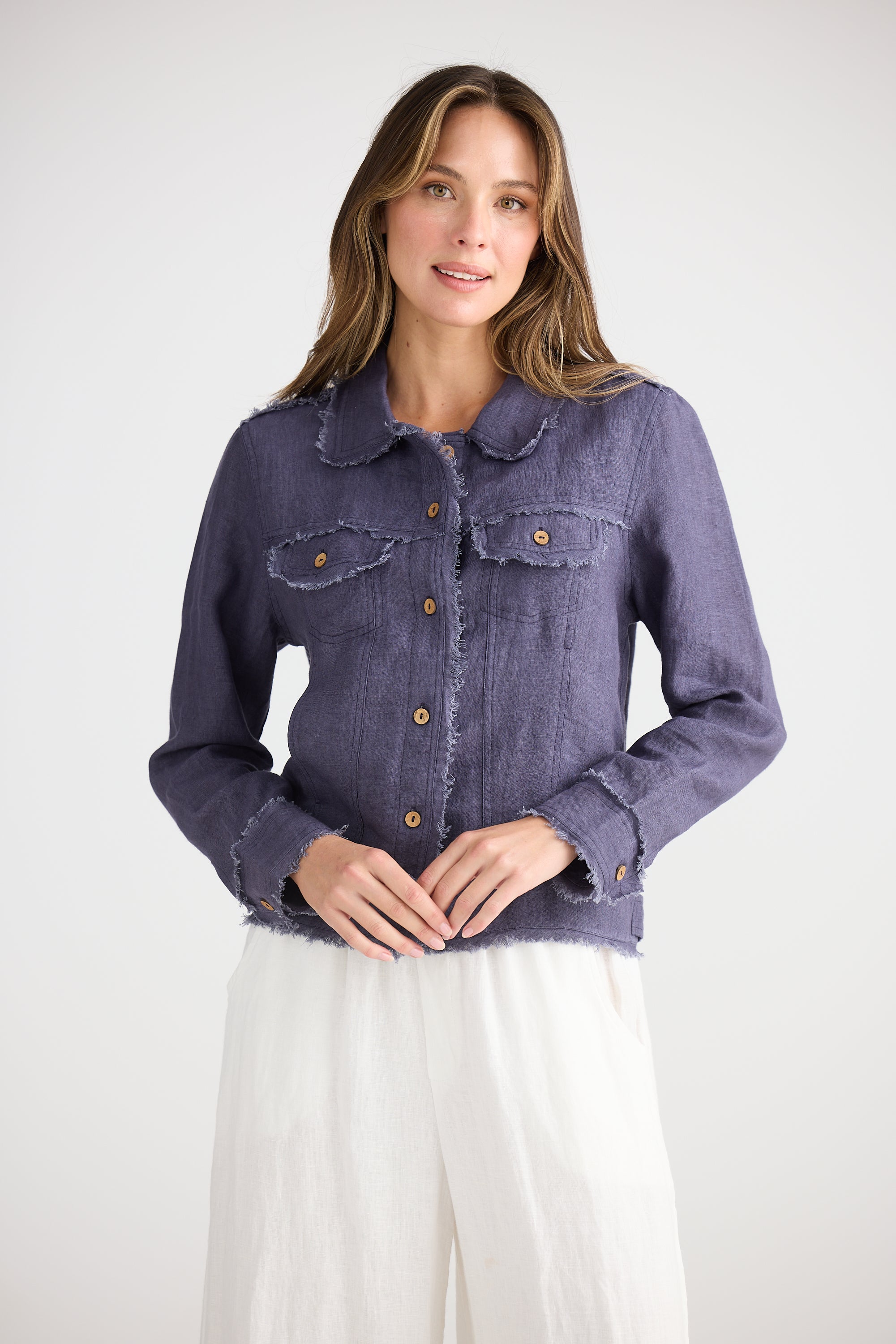 Monza Jacket - Indigo Linen