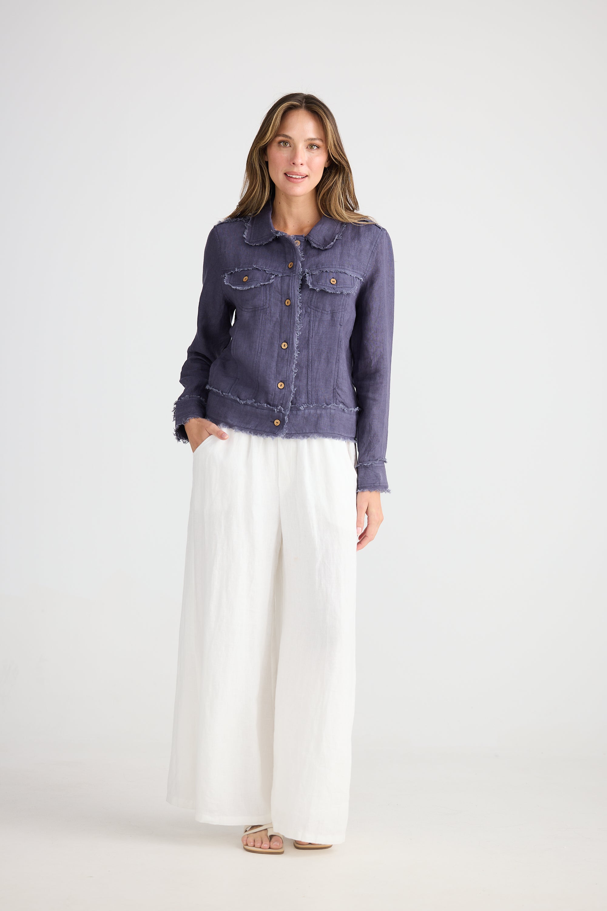 Monza Jacket - Indigo Linen