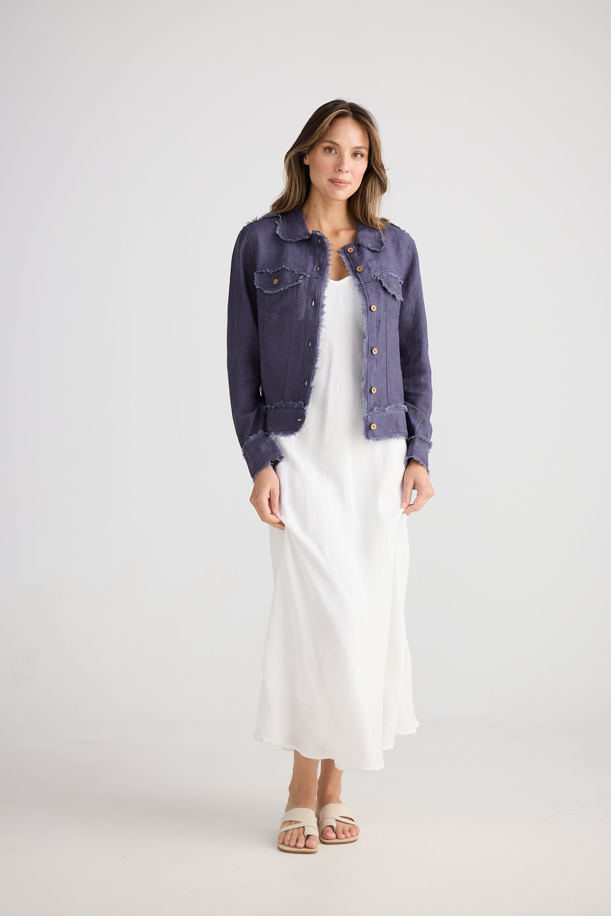 Monza Jacket - Indigo Linen