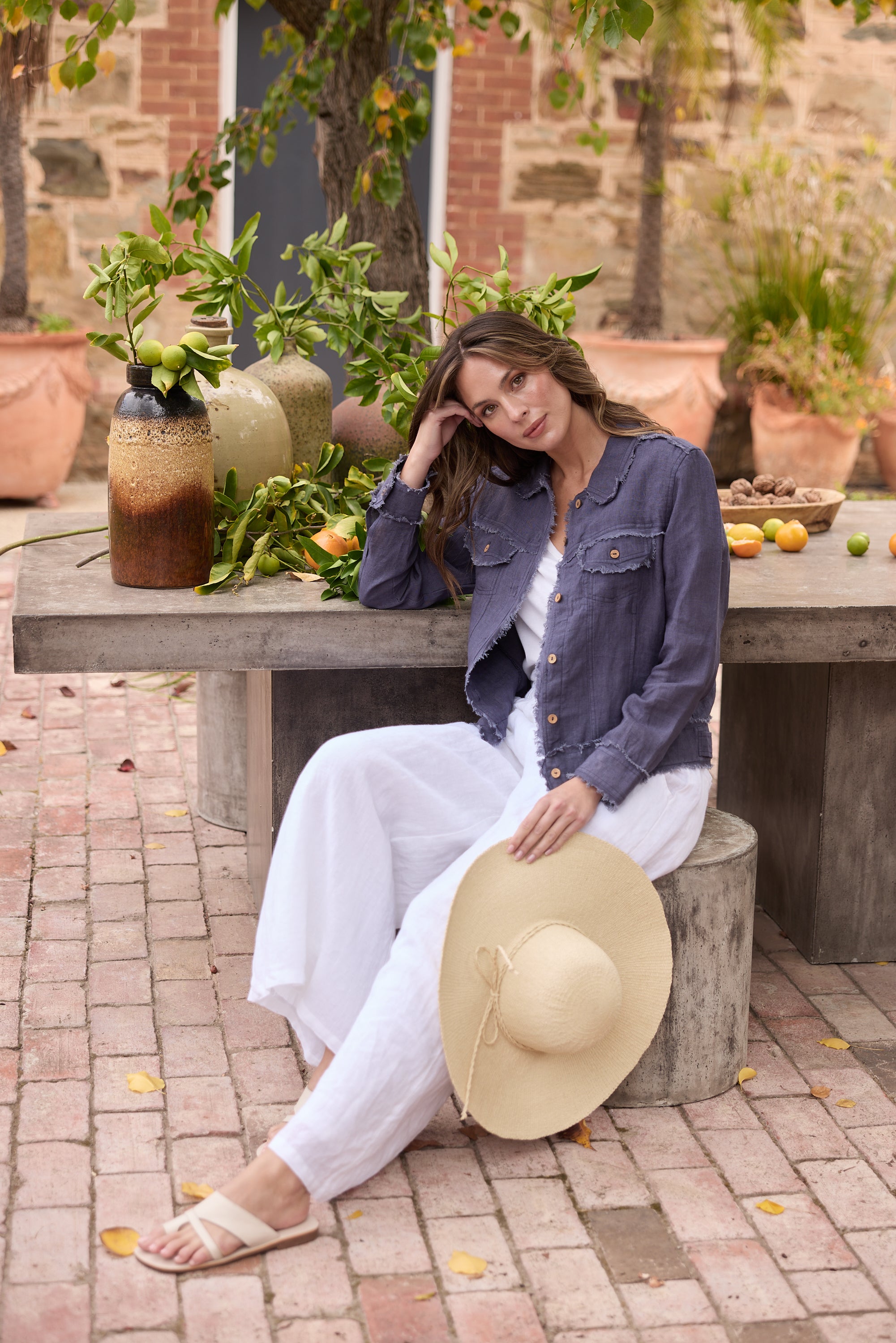 Monza Jacket - Indigo Linen