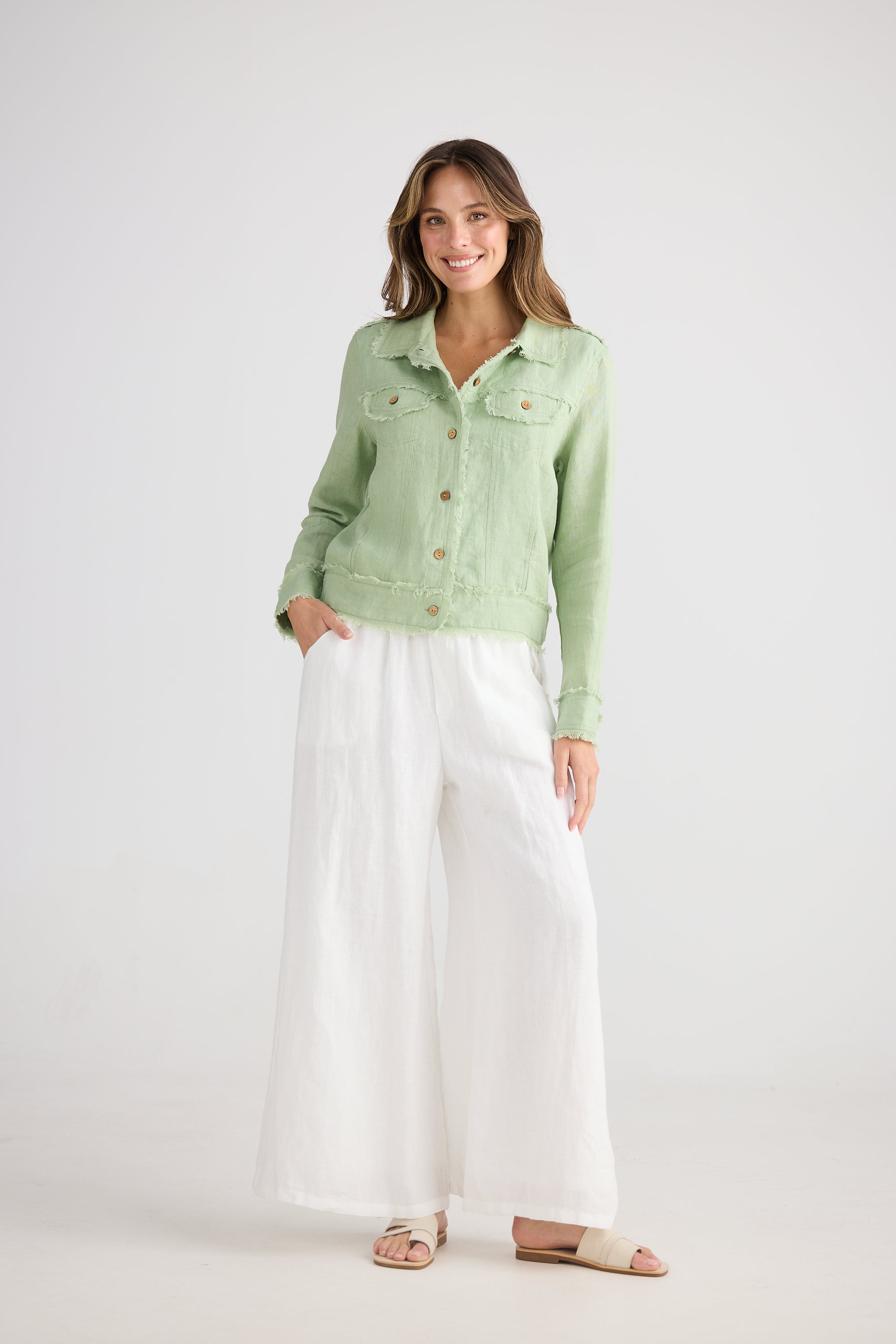 Monza Jacket - Sage Linen