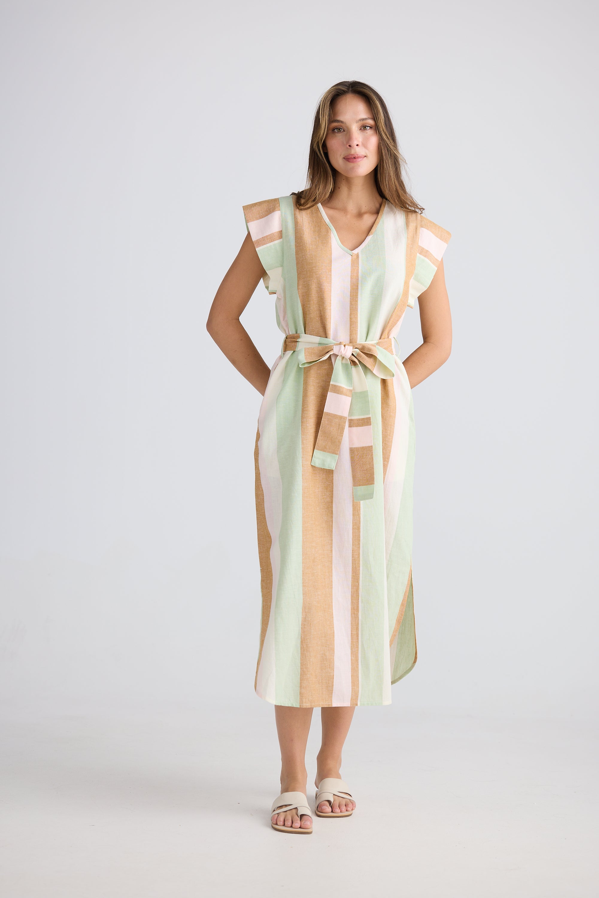 Sebou Dress - Melon Field Stripe