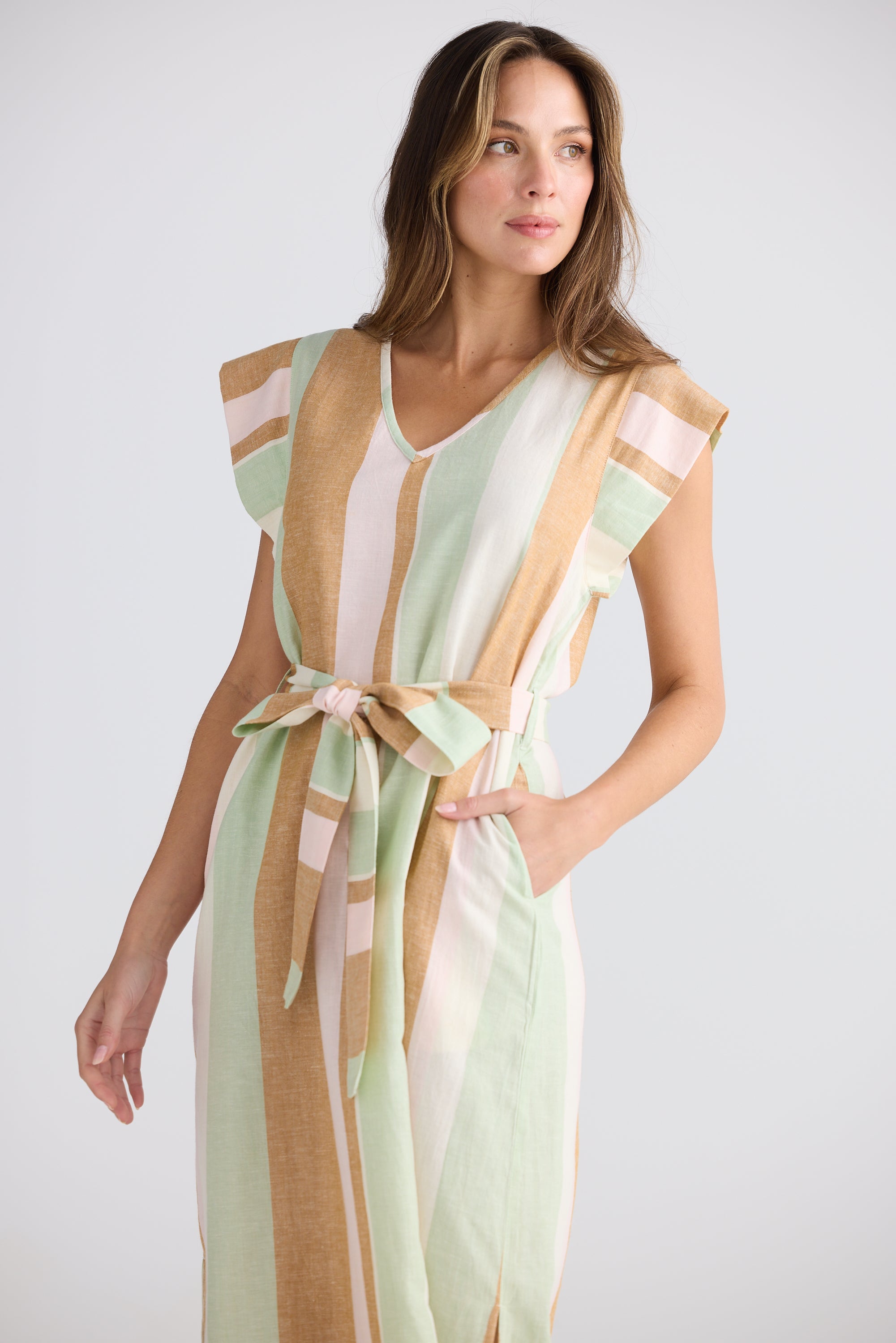 Sebou Dress - Melon Field Stripe