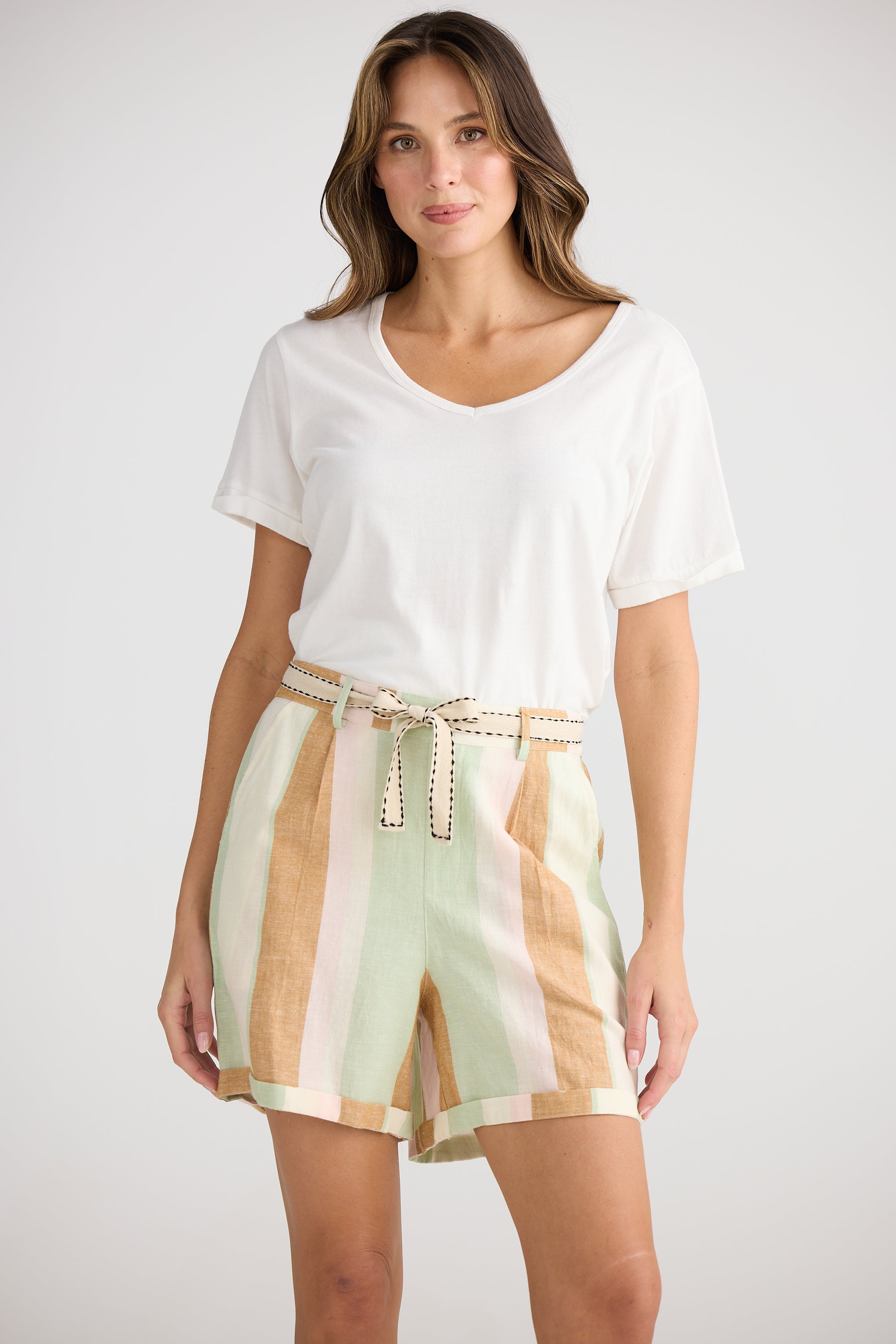 Positano Shorts - Melon Field Stripe