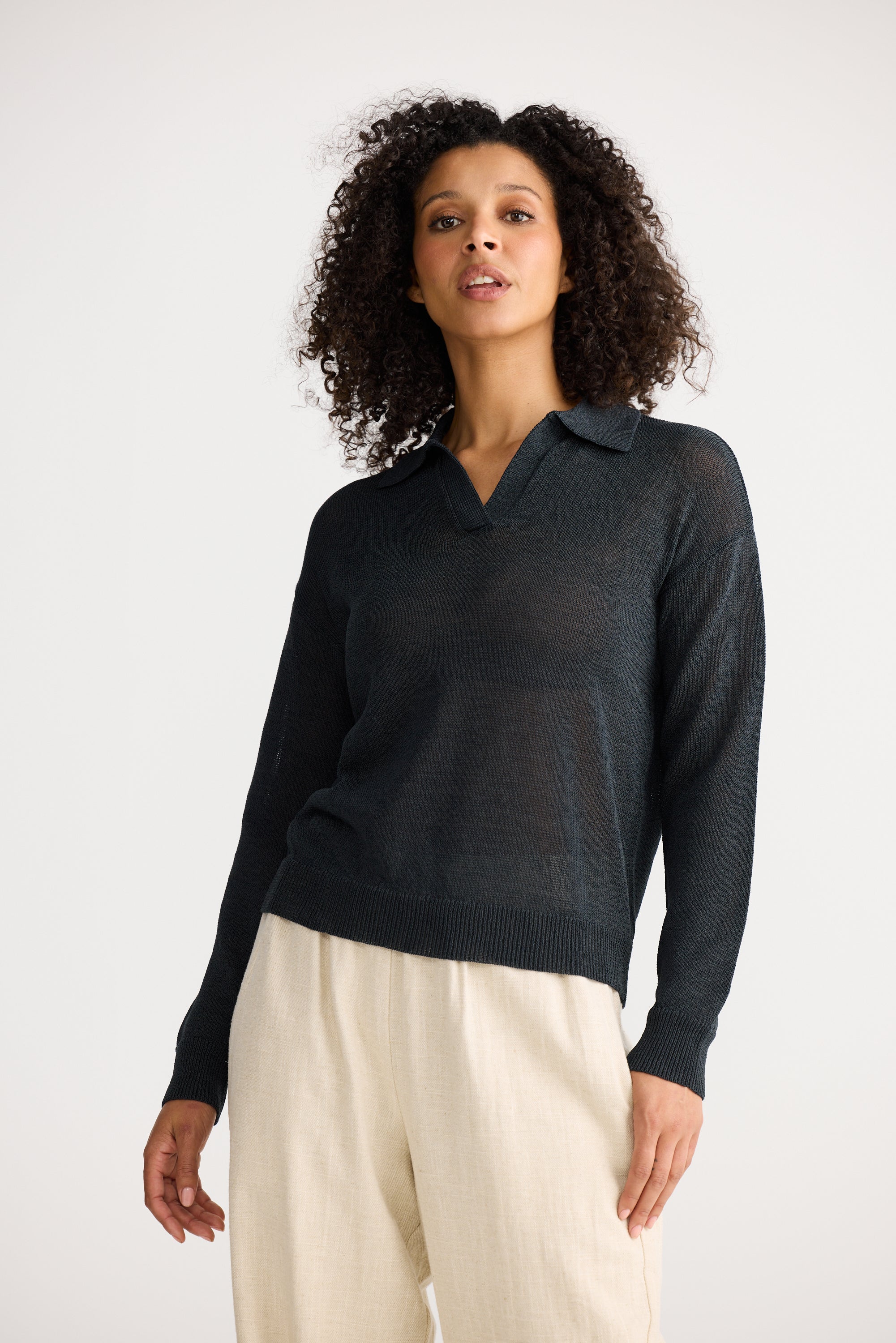 Tierra Knit Top - Charcoal