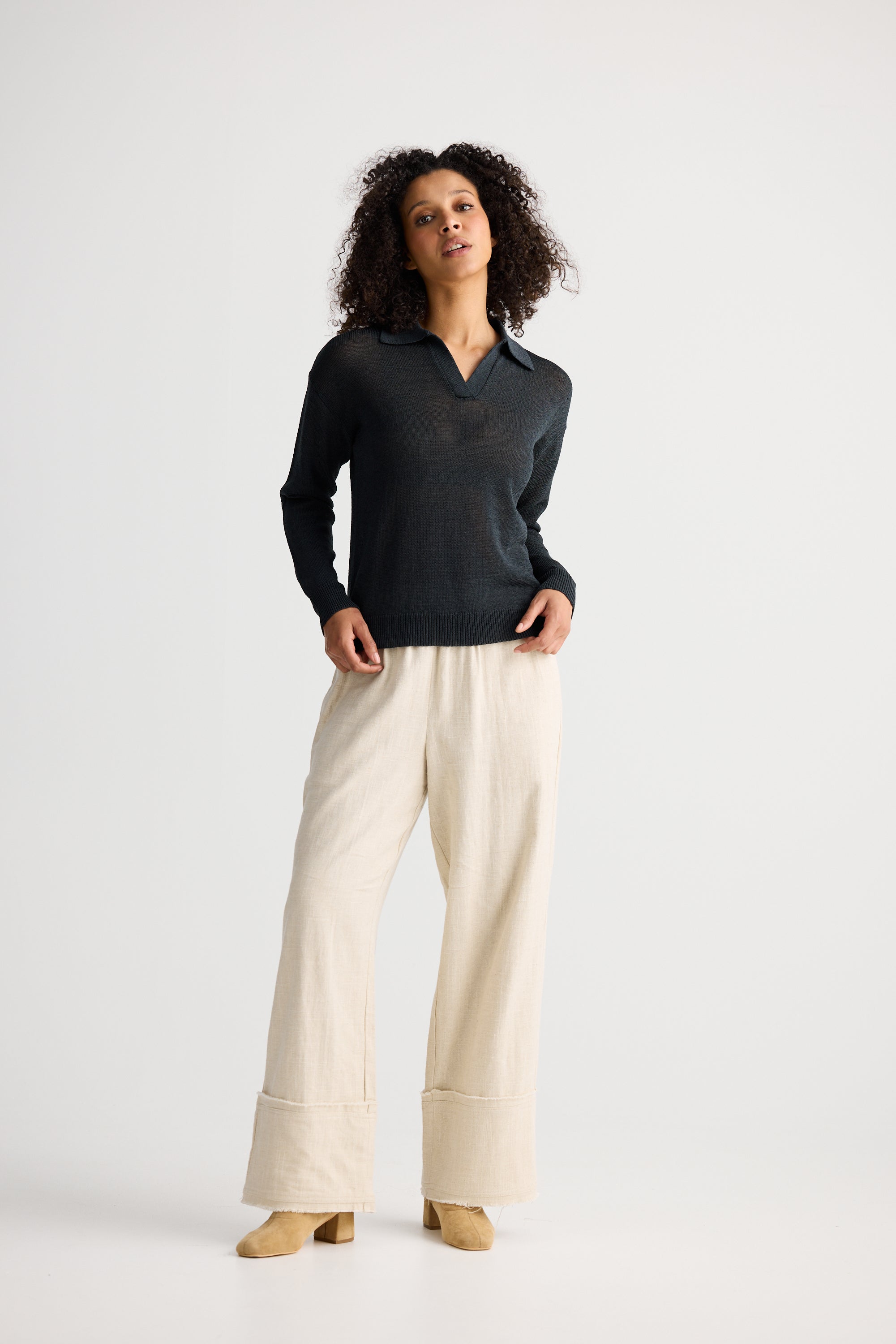 Tierra Knit Top - Charcoal