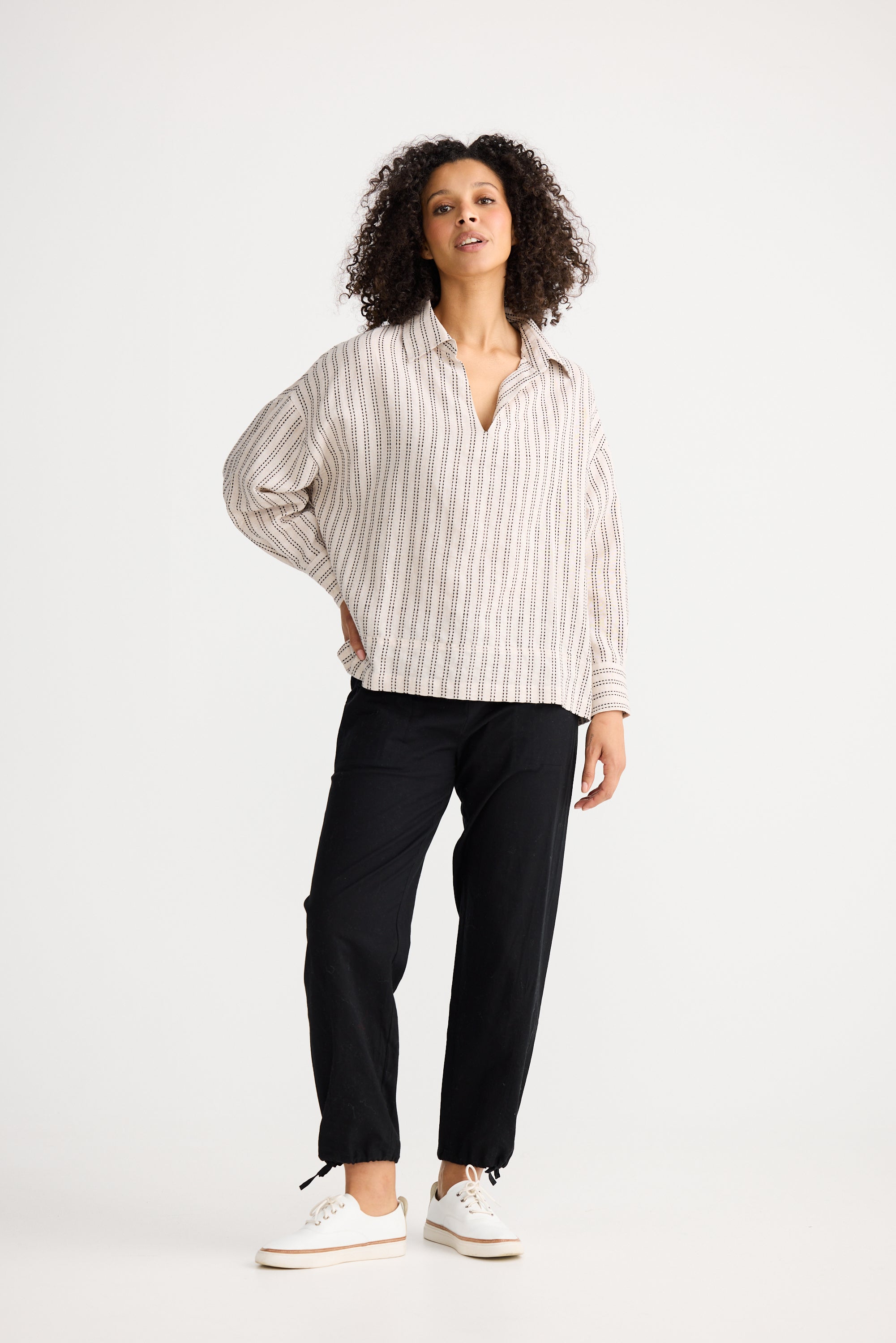 Wander Top Long Sleeve Top - Natural Stitch