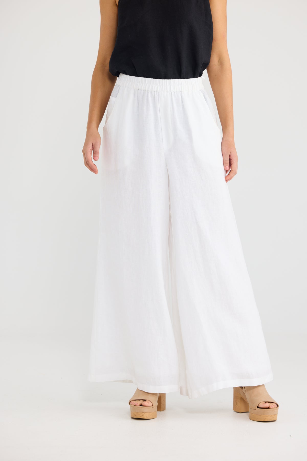 Positano Pants - White Linen