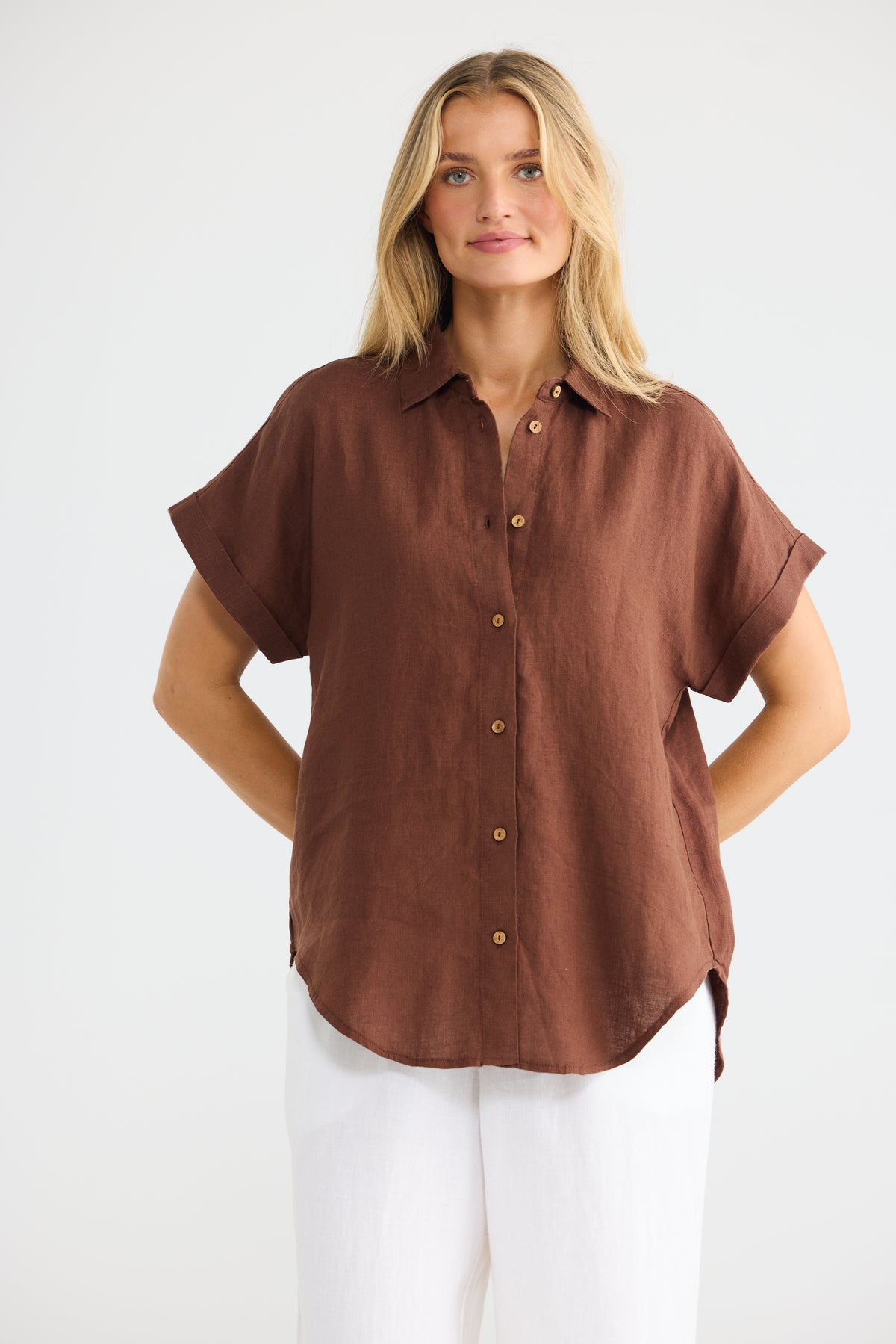 Dune Shirt - Chocolate Linen