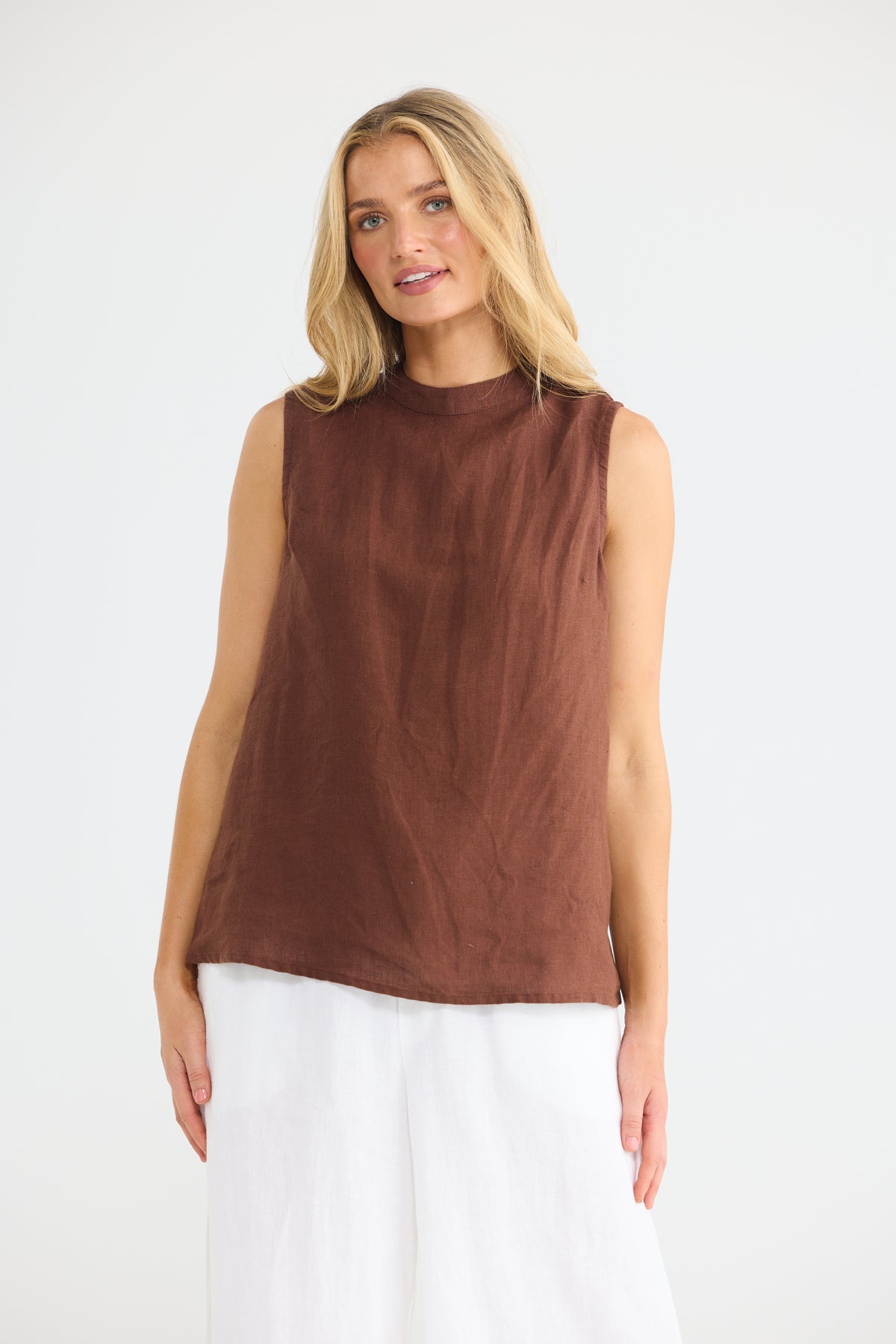 Adel Top - Chocolate Linen