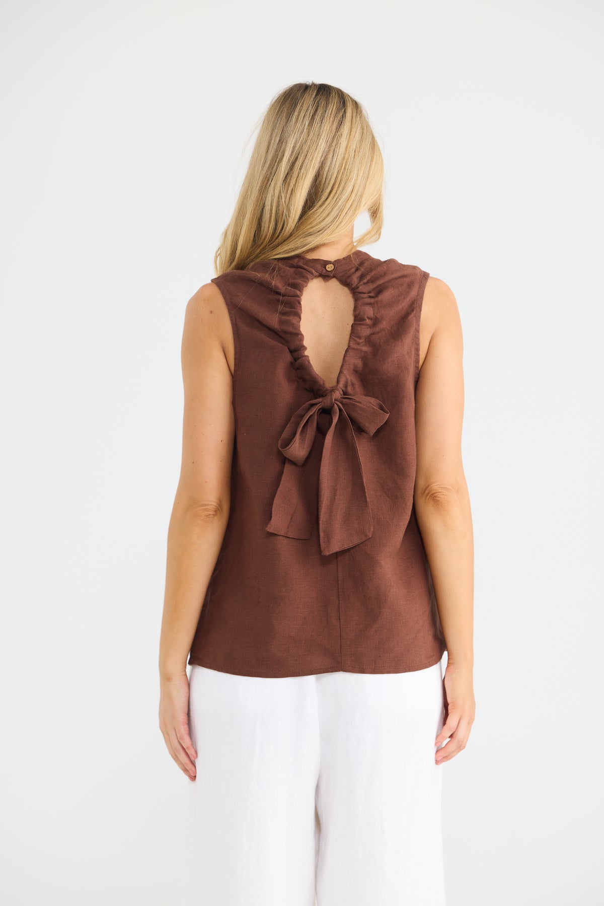 Adel Top - Chocolate Linen