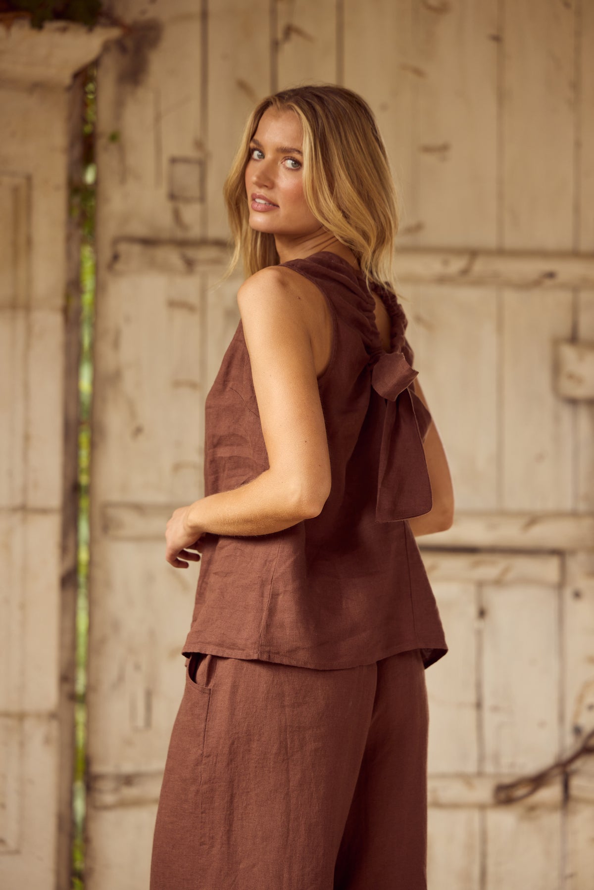 Adel Top - Chocolate Linen