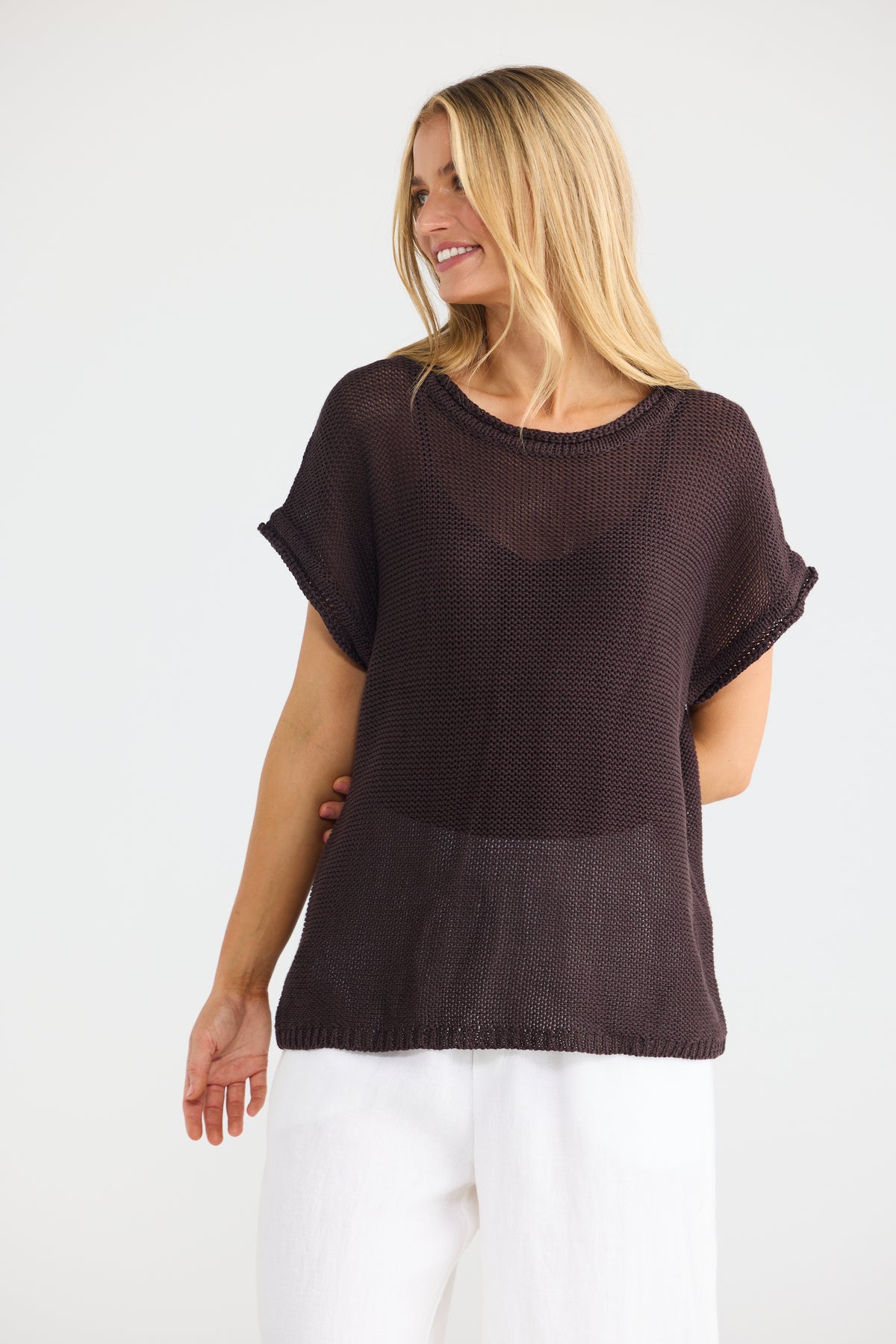 Issa Knit Tee - Chocolate