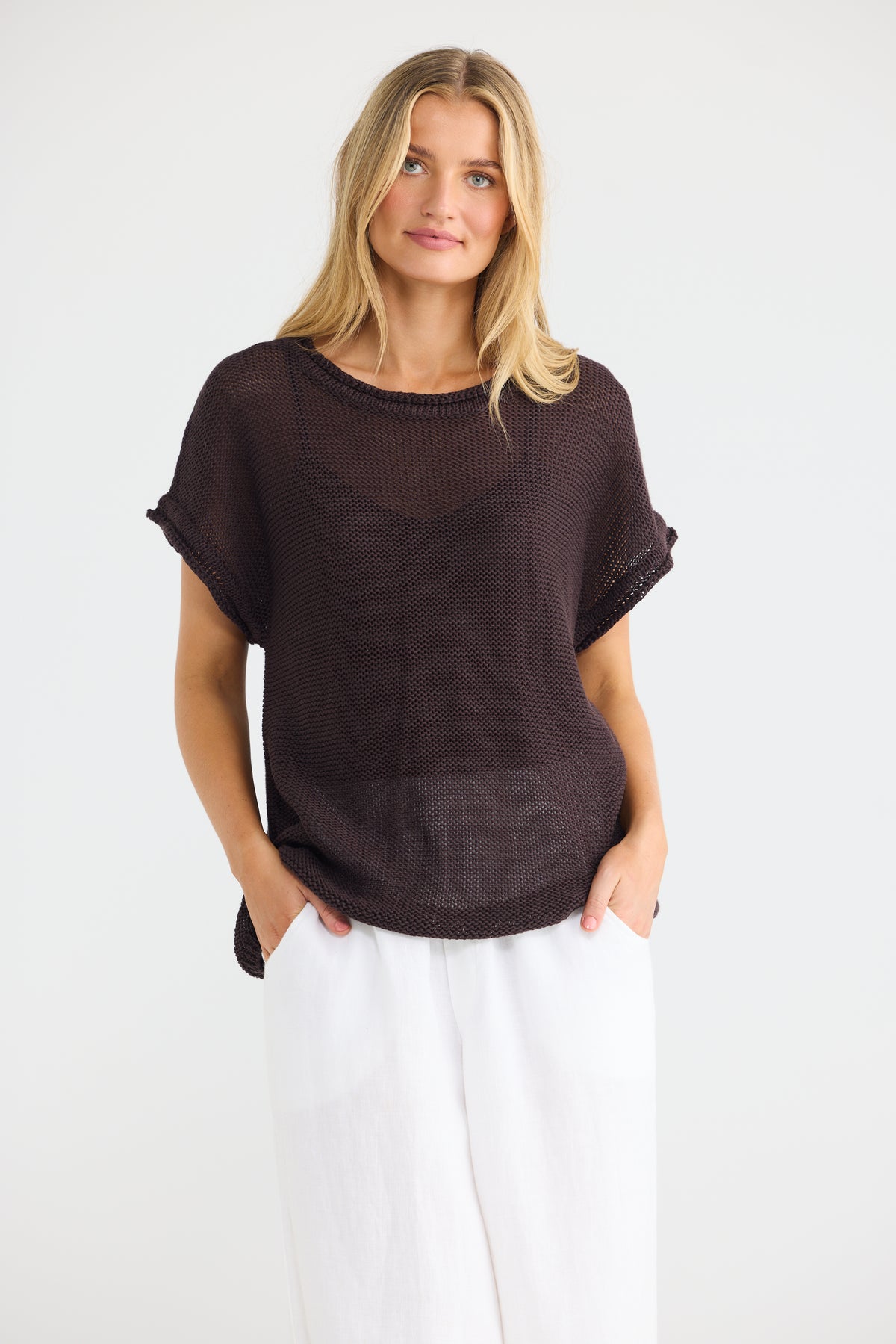 Issa Knit Tee - Chocolate