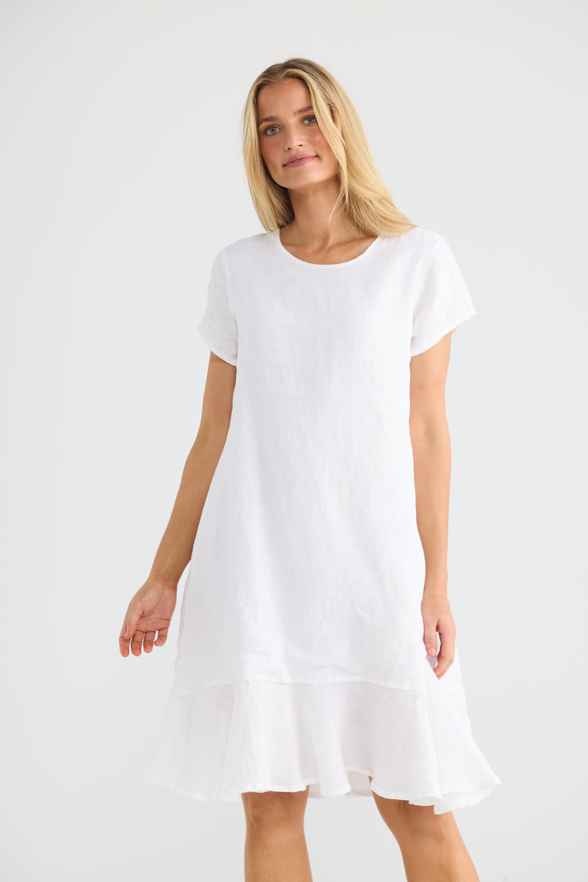 Hepburn Dress - White Linen