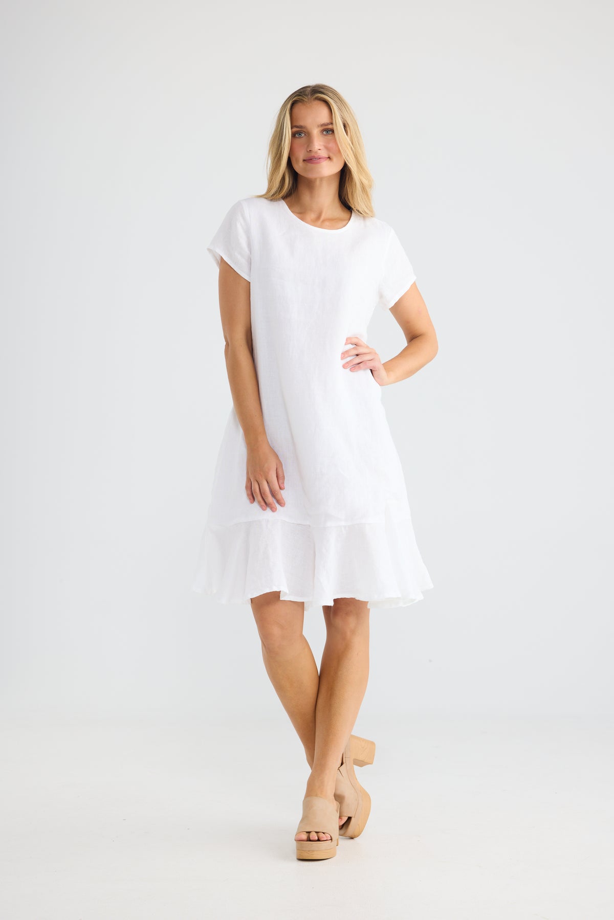 Hepburn Dress - White Linen