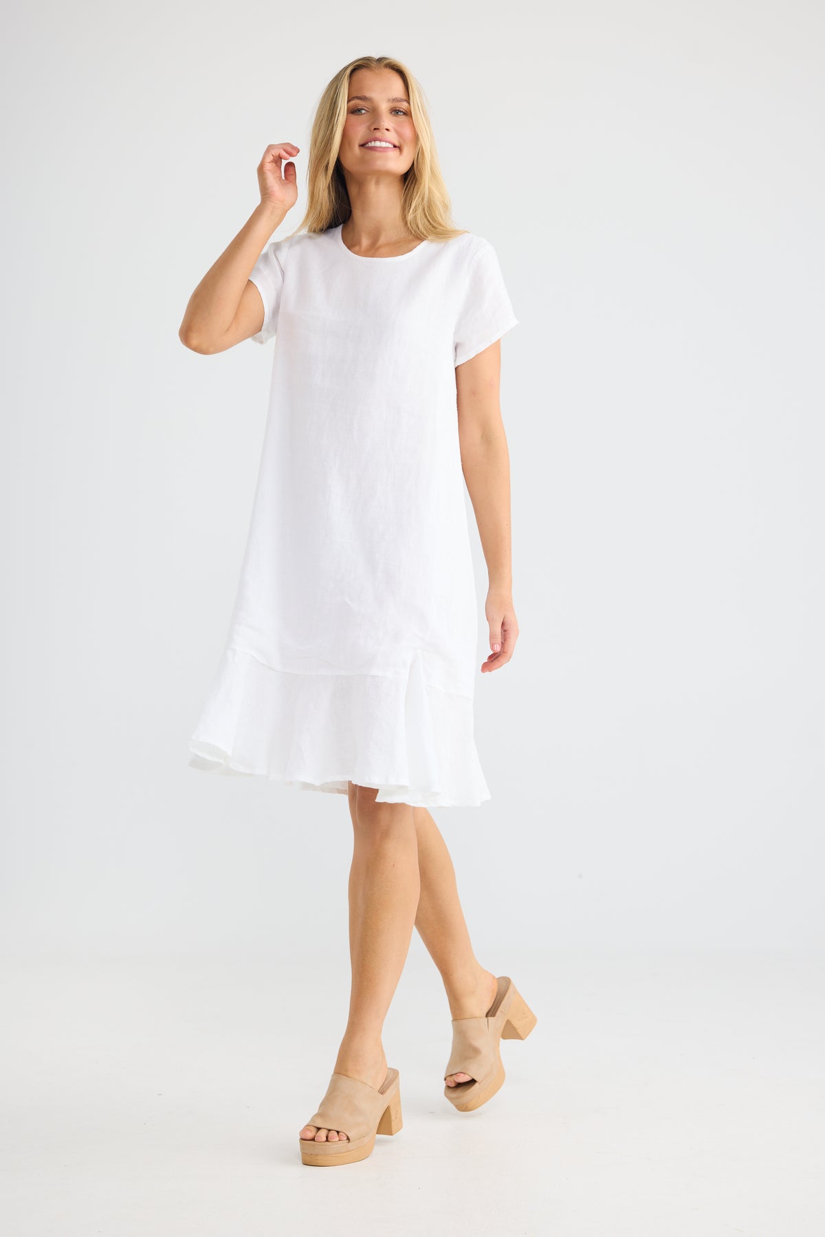 Hepburn Dress - White Linen