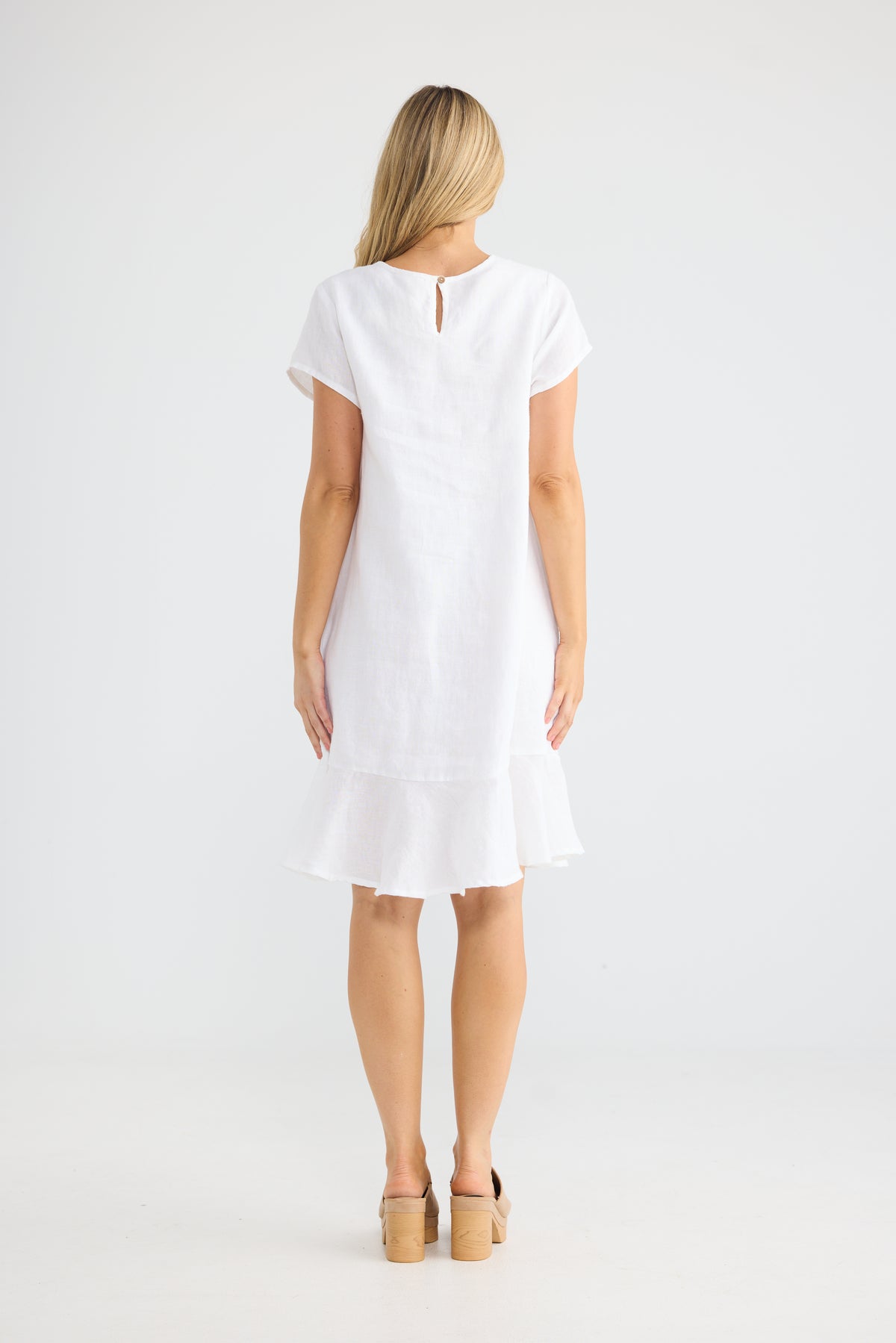 Hepburn Dress - White Linen