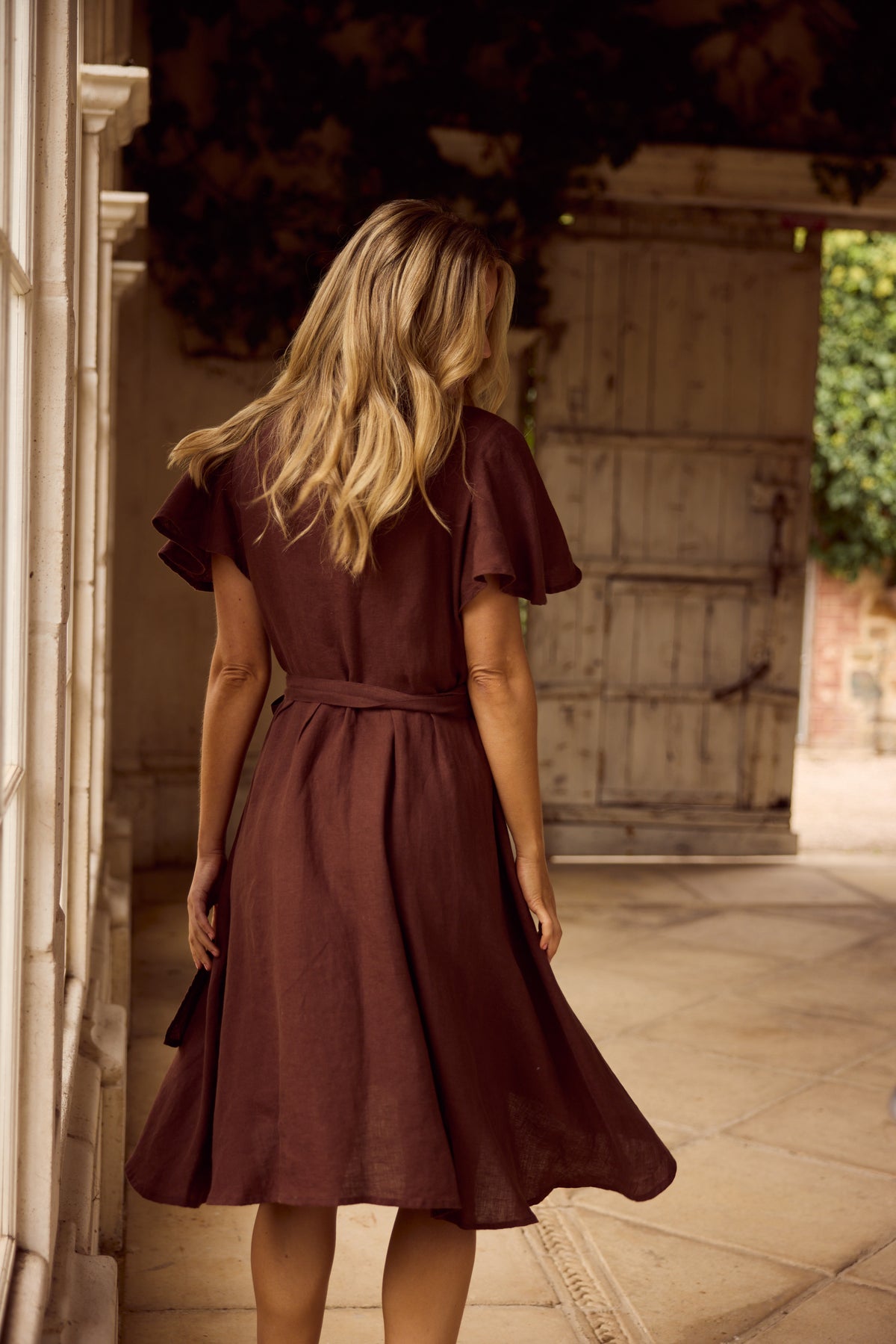Mandalay Wrap Dress - Chocolate Linen