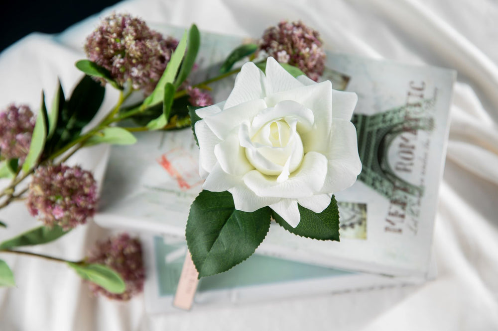 Perfumed Natural Touch Single Rose - Clear - Ivory White