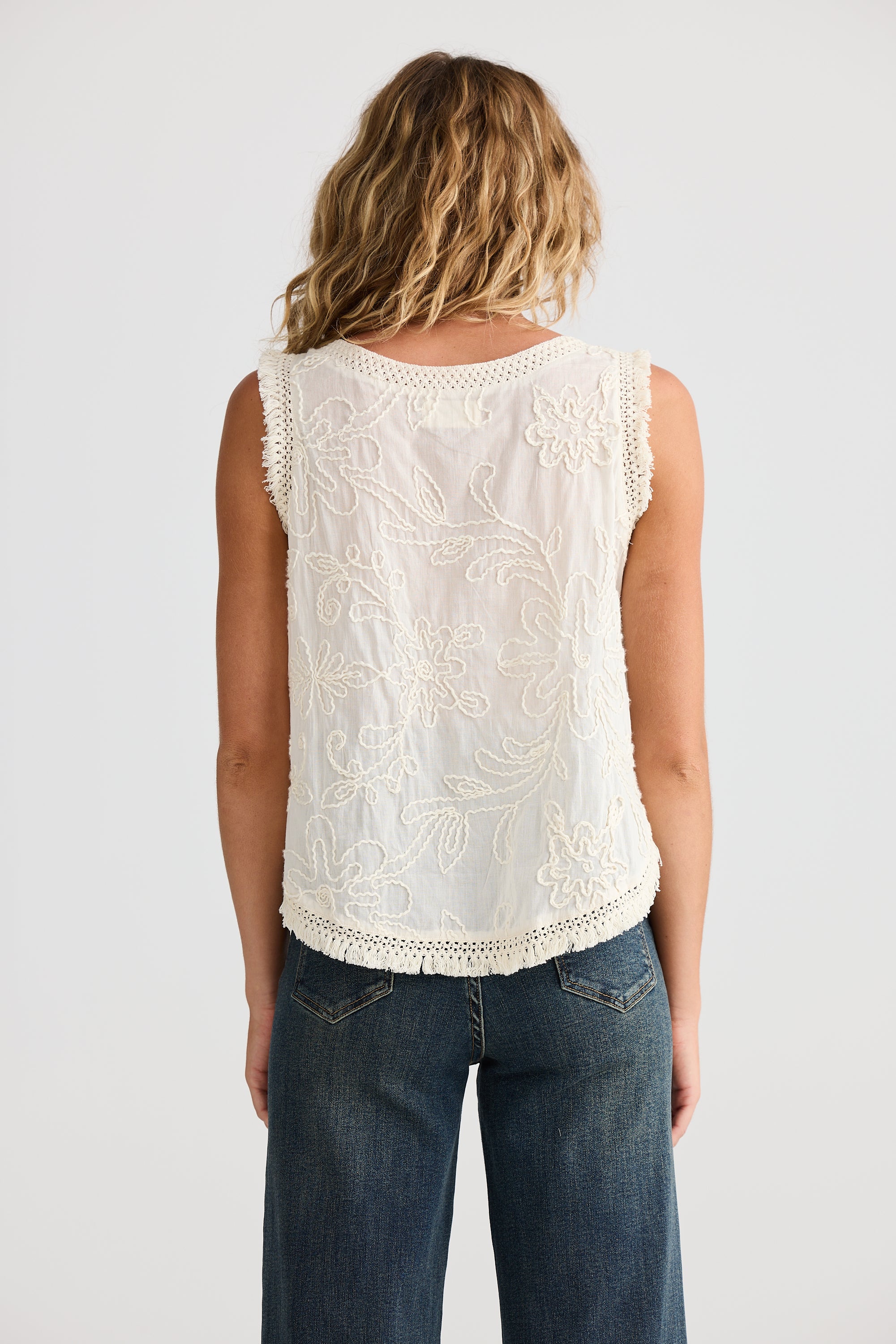 Chantilly Top - Natural Embroidery