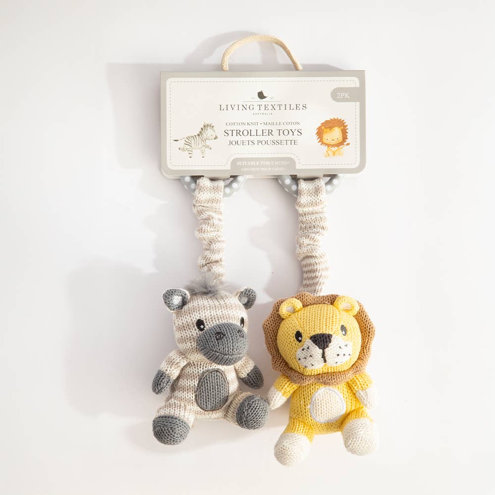 2pk Stroller Toys - Zebra & Lion