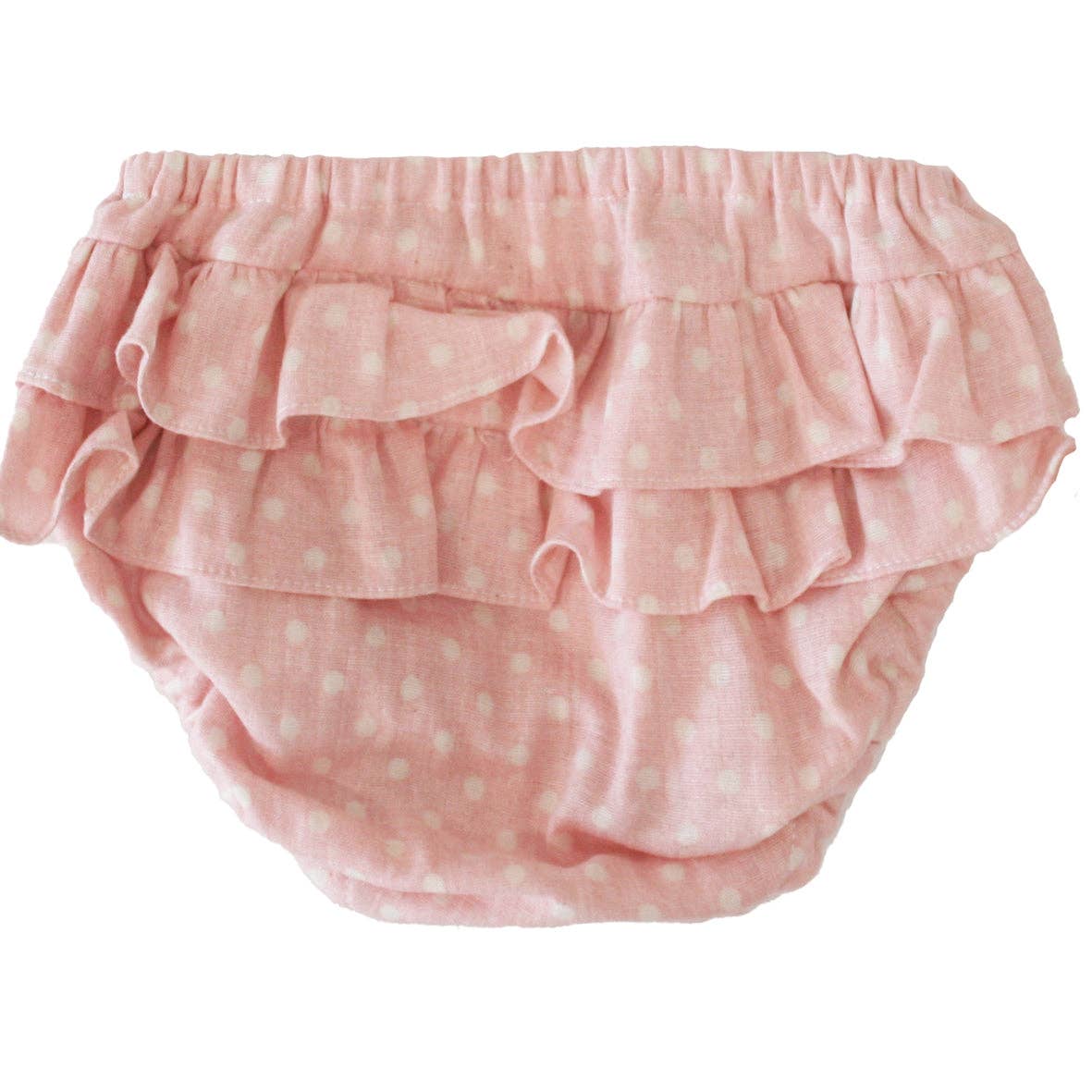 Ruffle Nappy Cover - Pink White Spot