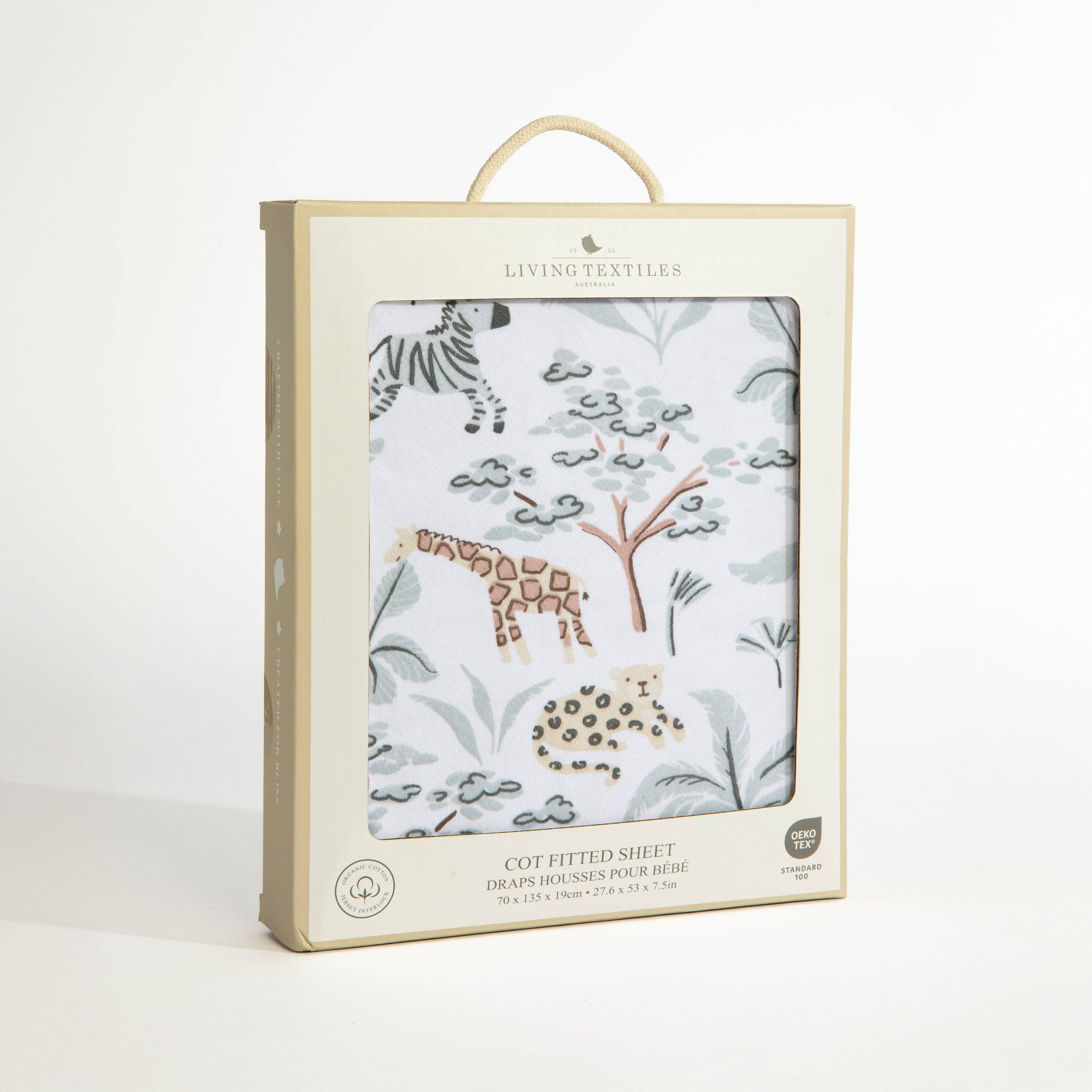 Organic Jersey Cot Fitted Sheet - Wild Safari