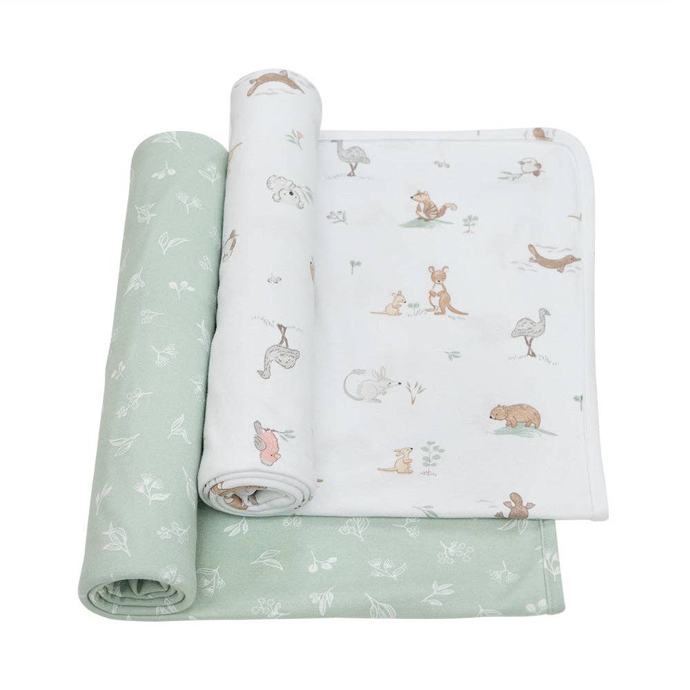 2 Pack Organic Swaddle Wraps - Australiana