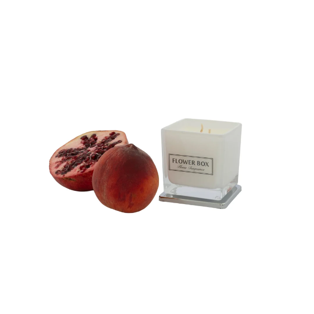 Standard Square Glass Candle 300g - Peaches & Pomegranate
