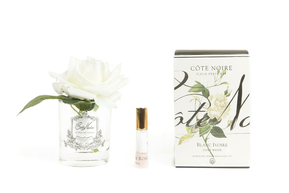Perfumed Natural Touch Single Rose - Clear - Ivory White