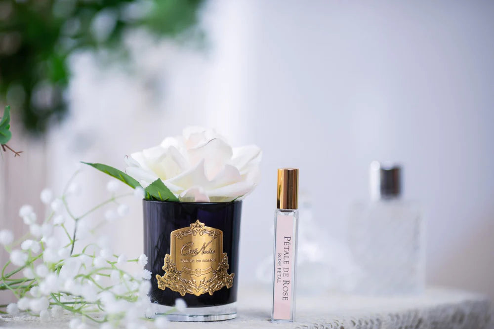 Perfumed Natural Touch Single Rose - Black - Ivory White