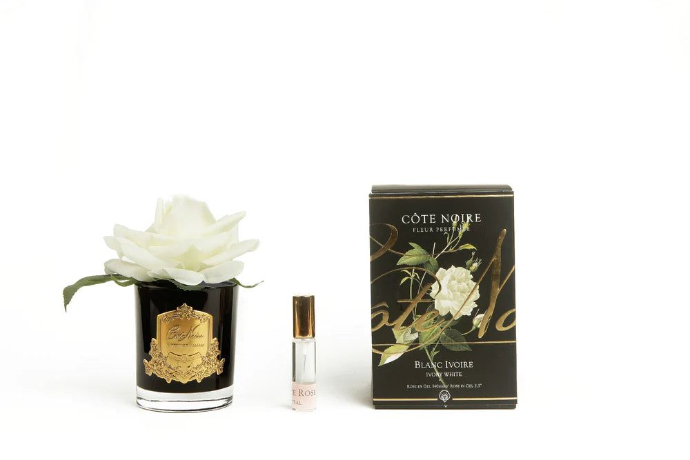 Perfumed Natural Touch Single Rose - Black - Ivory White